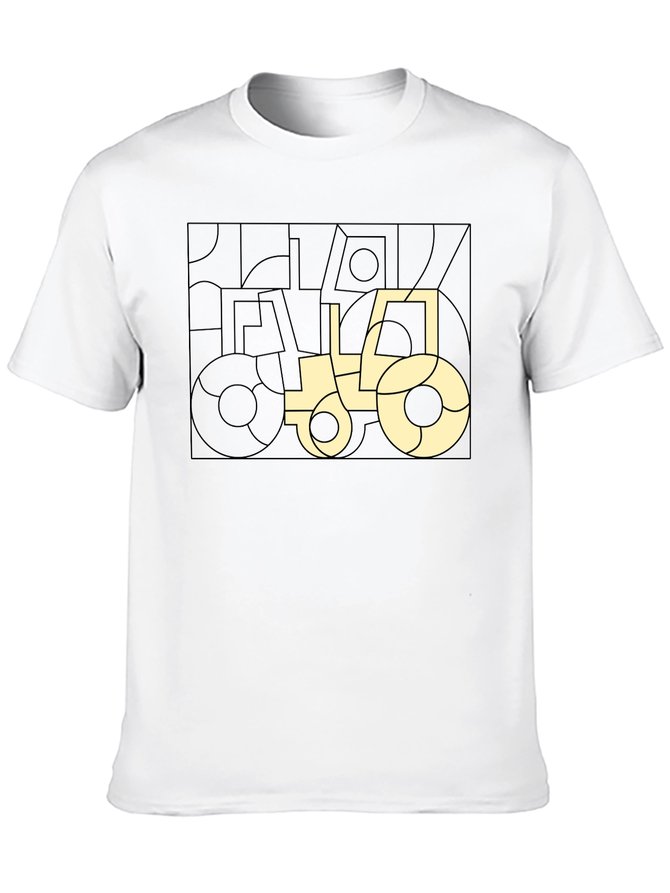Modern Geometric Tractor Graphic Tee - Black Cotton