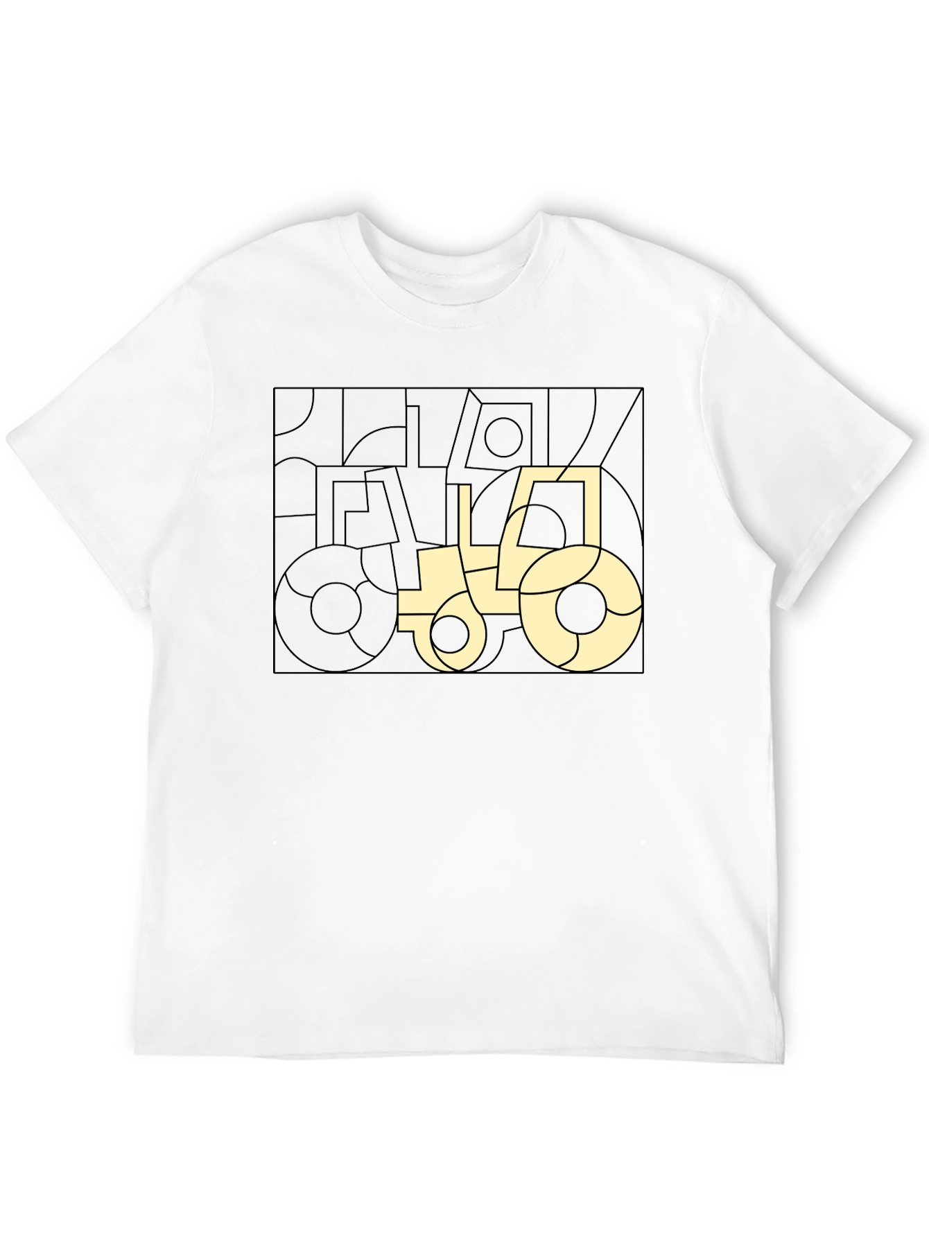 Modern Geometric Tractor Graphic Tee - Black Cotton