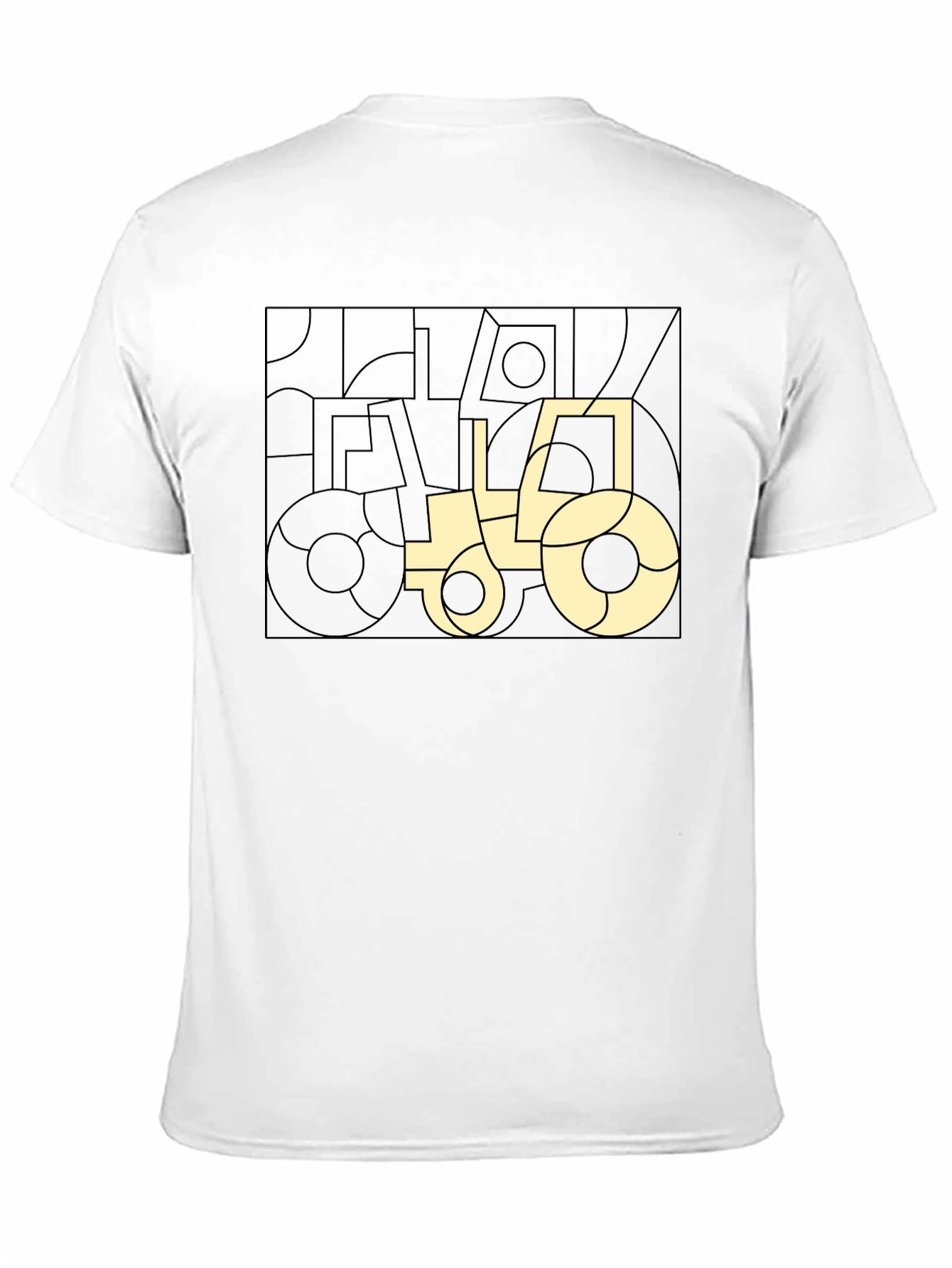 Modern Geometric Tractor Graphic Tee - Black Cotton