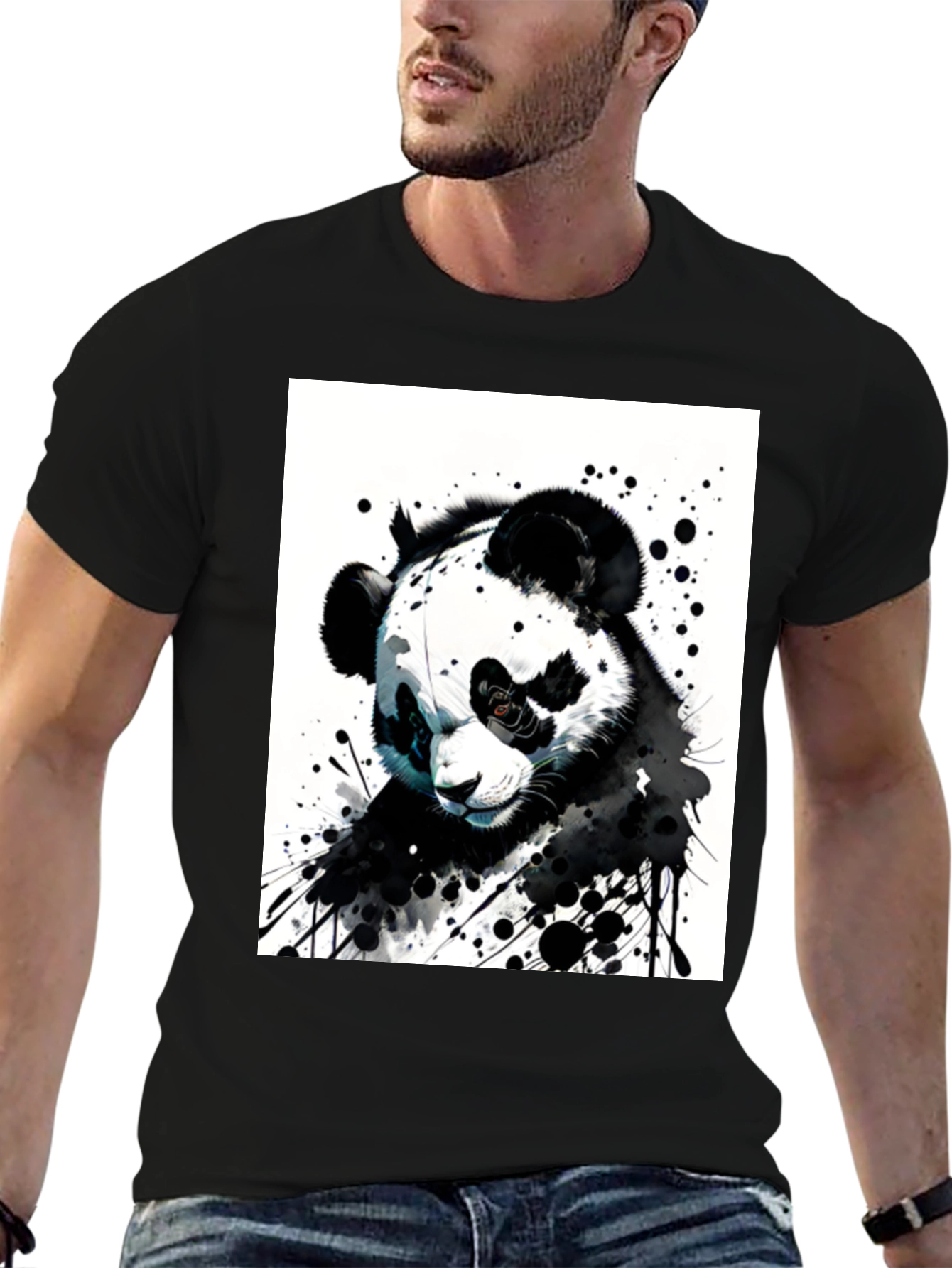 Black Panda Graphic Tee - Unique Art Design