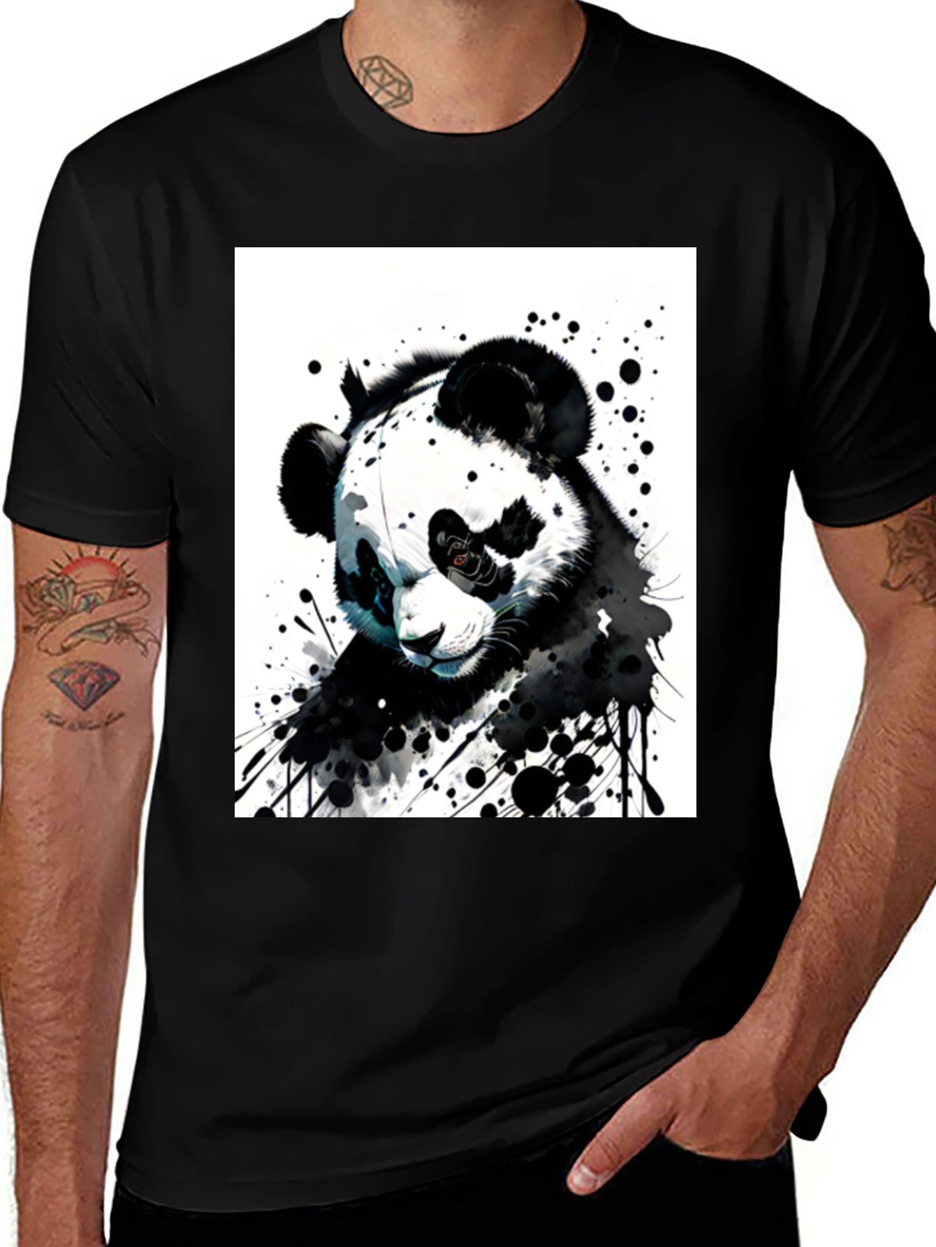 Black Panda Graphic Tee - Unique Art Design