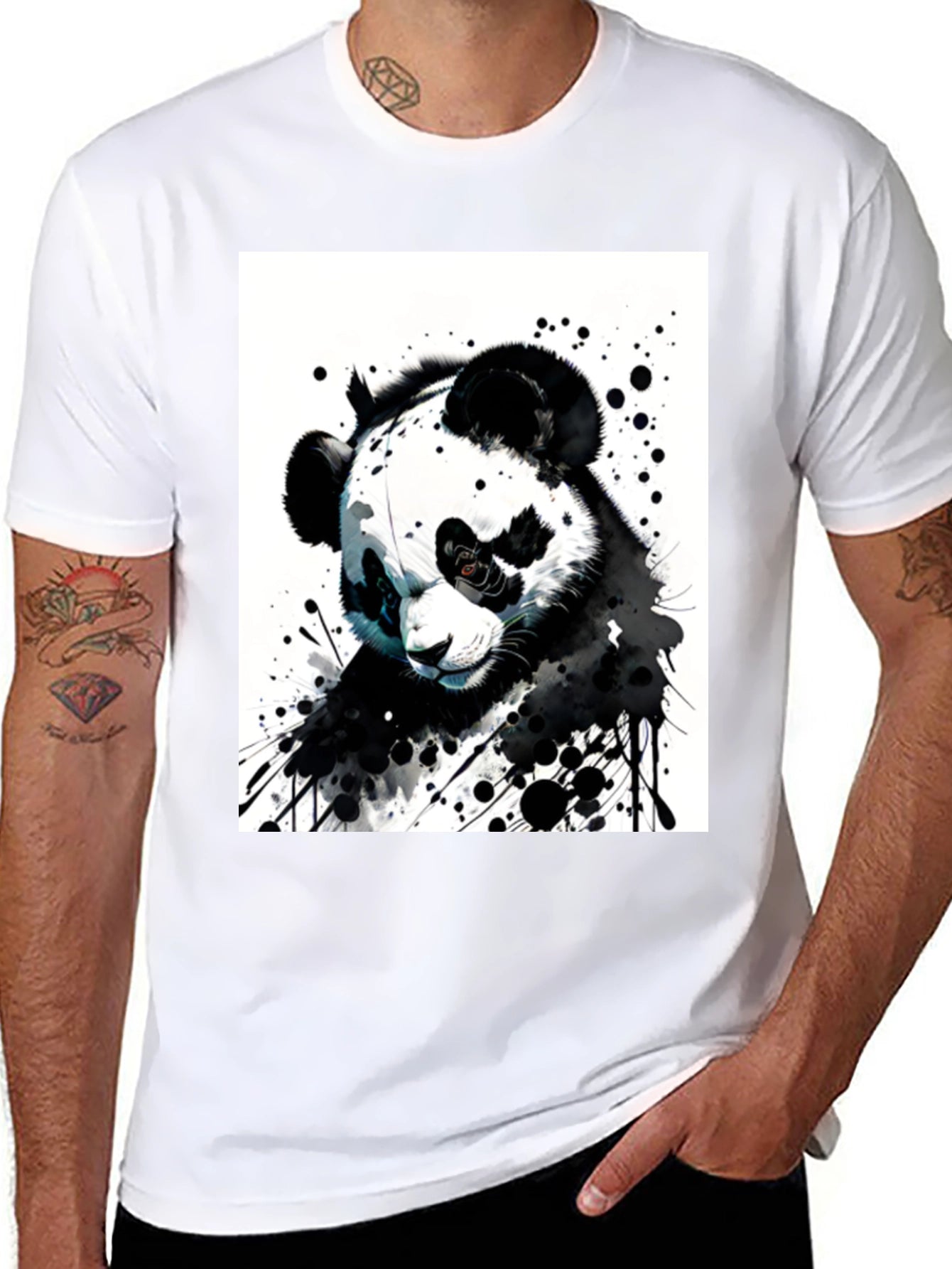 Black Panda Graphic Tee - Unique Art Design