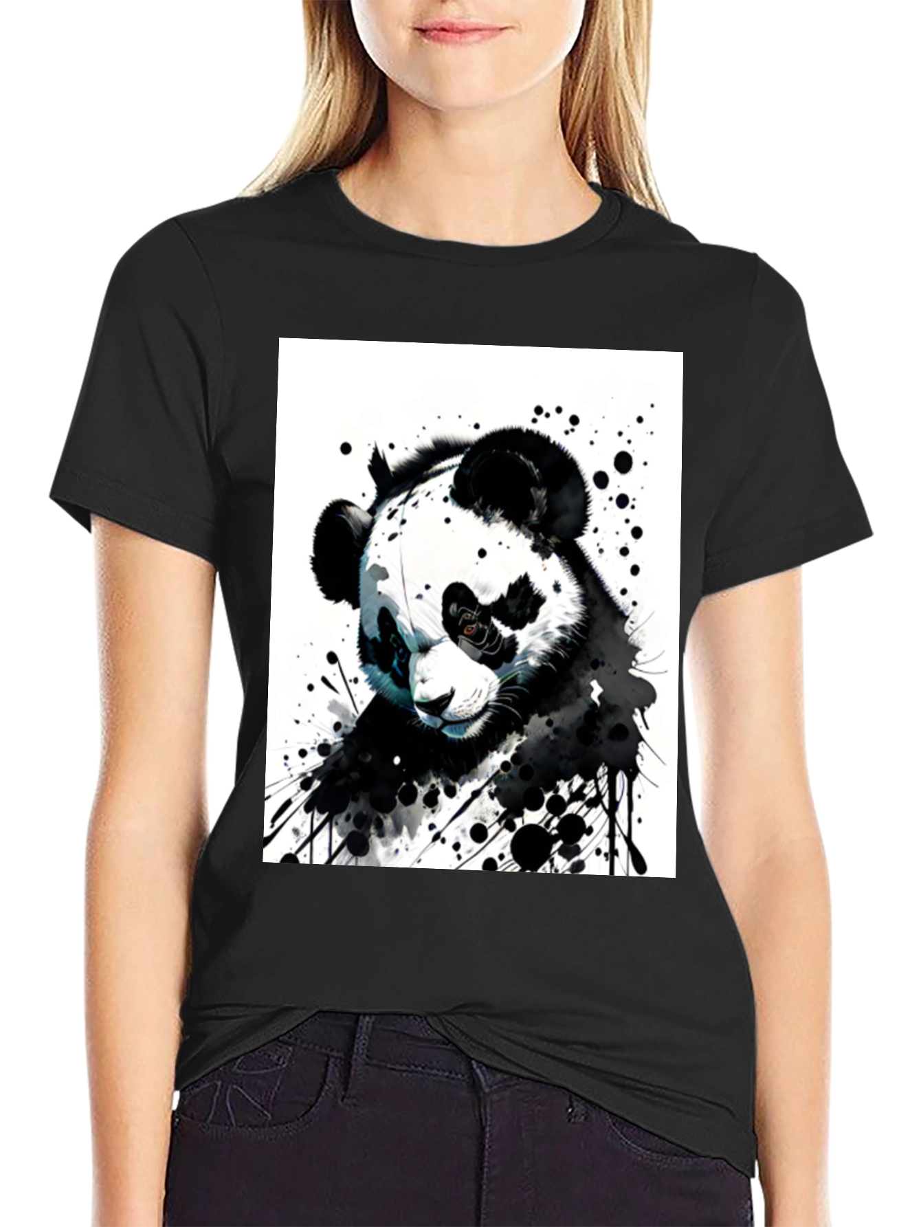Black Panda Graphic Tee - Unique Art Design