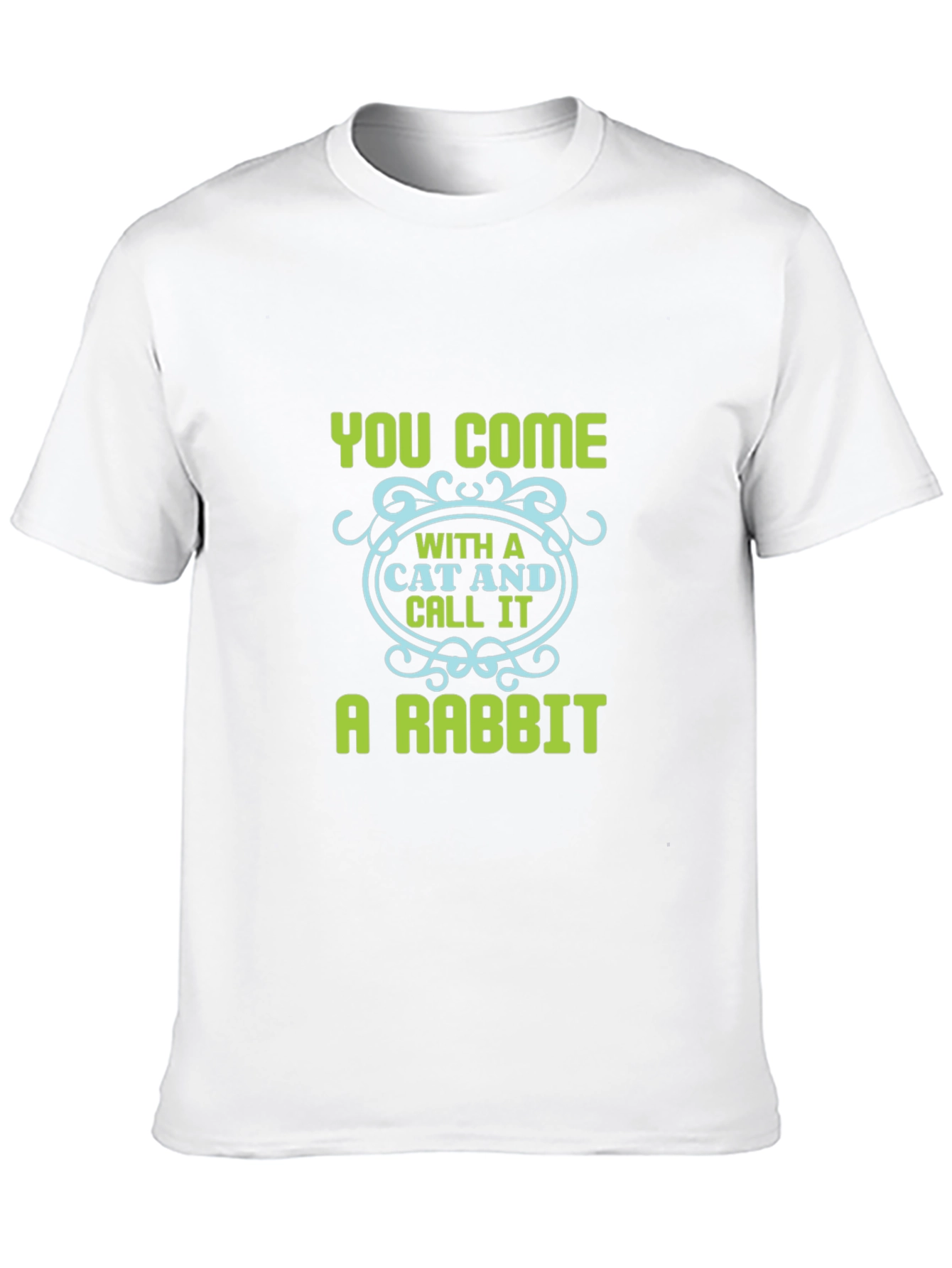 Humorous Cat & Rabbit Graphic Black Tee