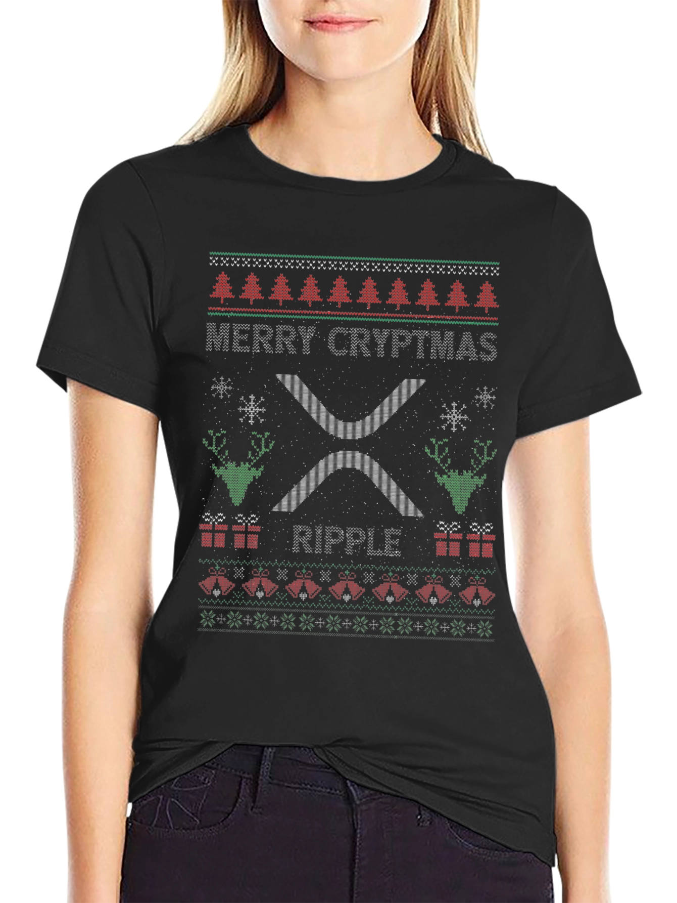 Merry Cryptmas Ripple Ugly Christmas T-Shirt