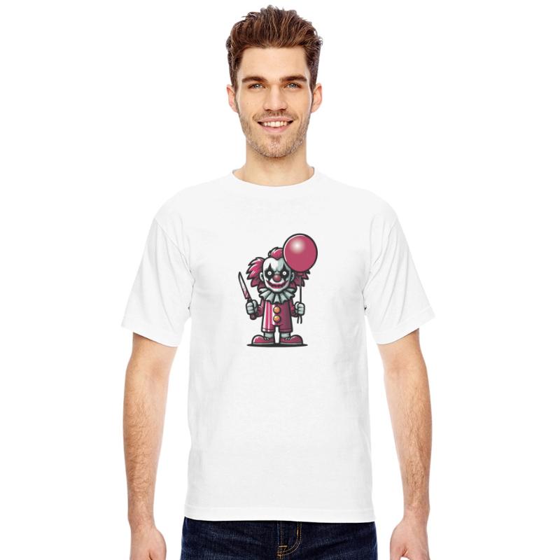 Creepy Cartoon Clown with a Knife and a Balloon