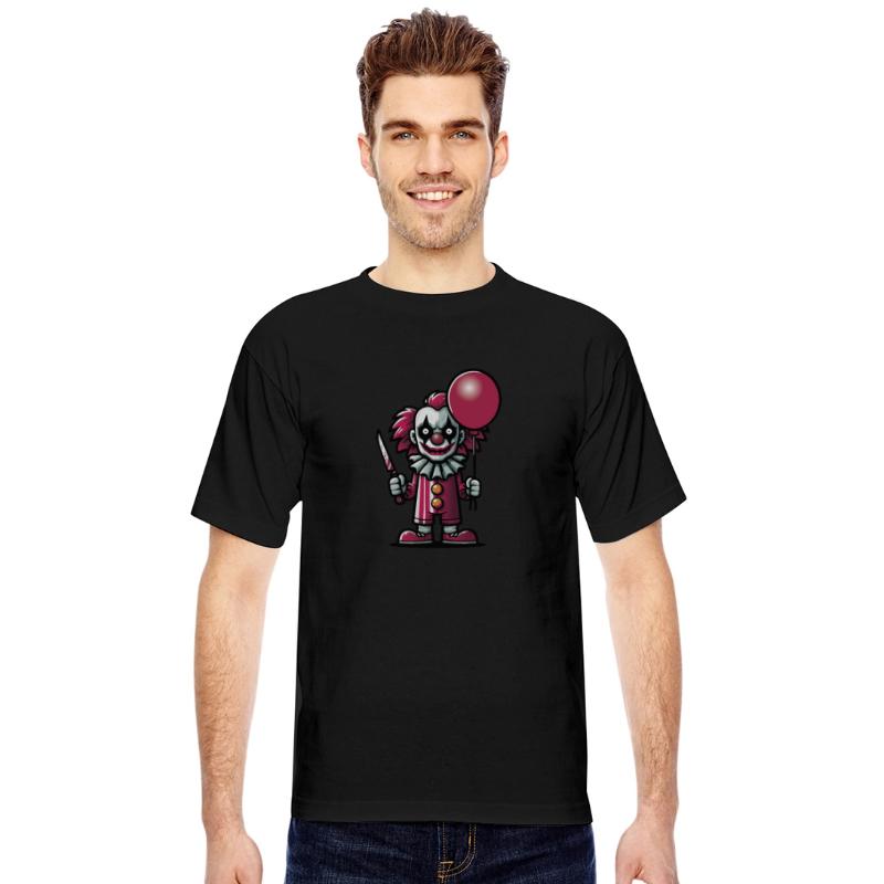 Creepy Cartoon Clown with a Knife and a Balloon