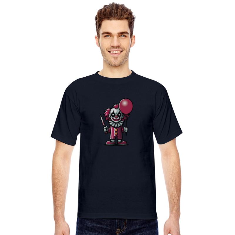 Creepy Cartoon Clown with a Knife and a Balloon