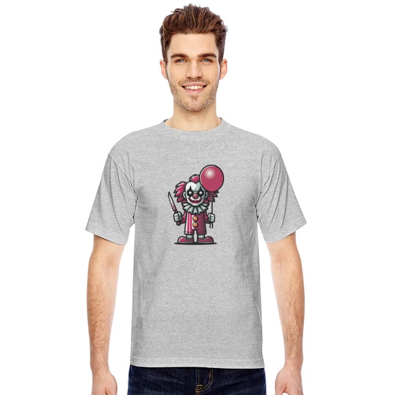 Creepy Cartoon Clown with a Knife and a Balloon