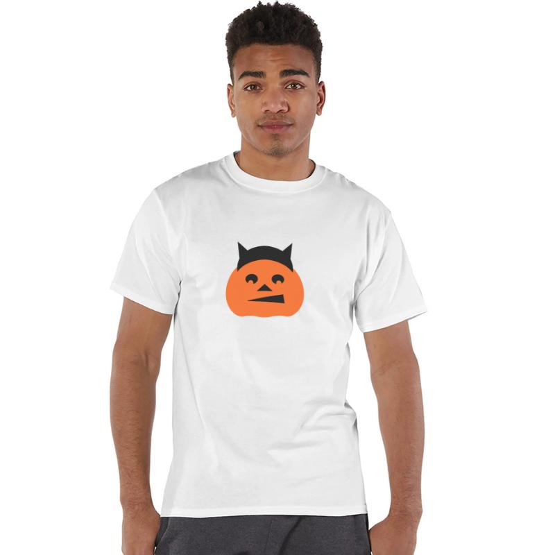 Cute Happy Pumpkin Face Halloween Demon Horns