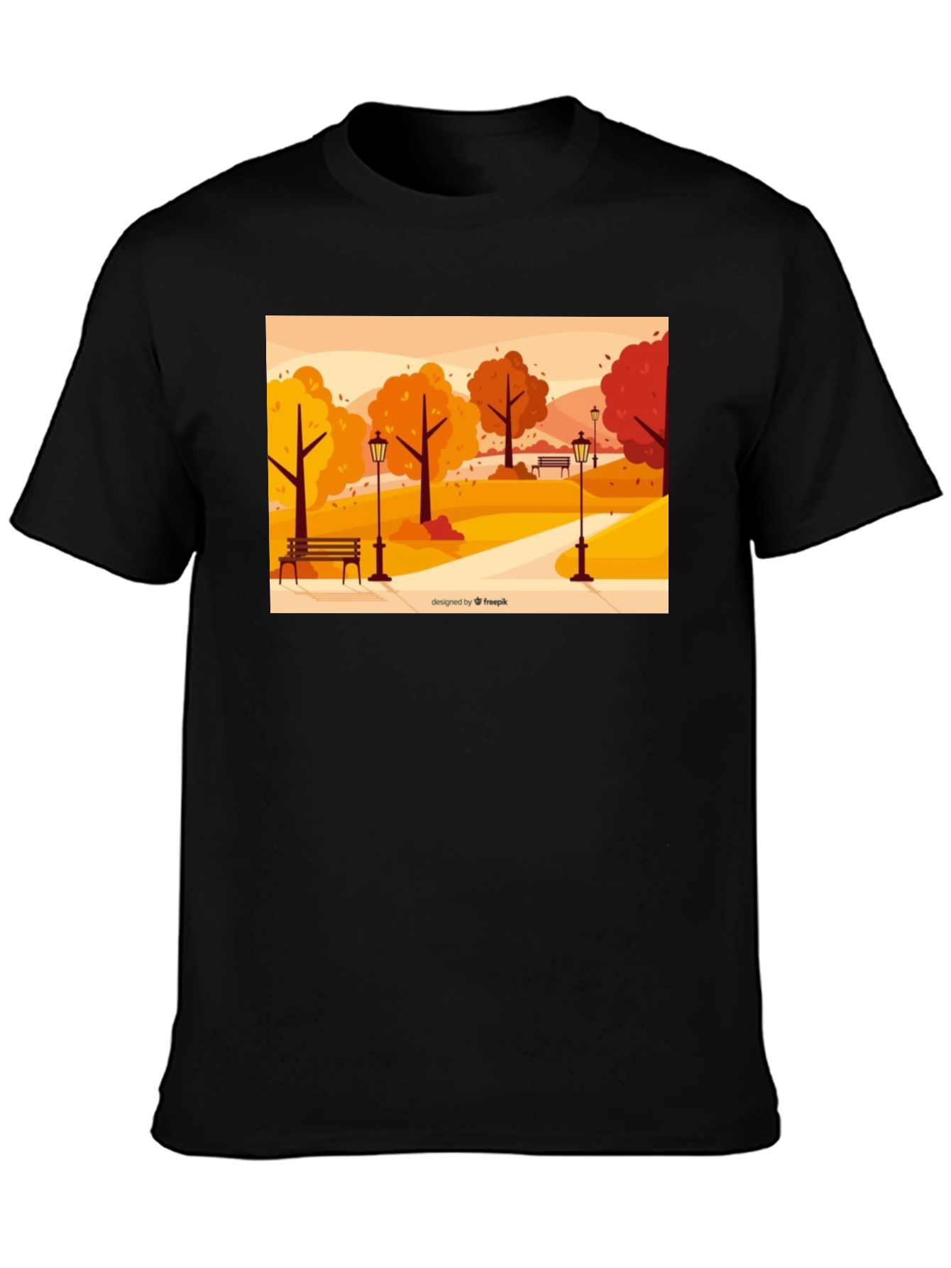 Autumn Park Scene Graphic Tee