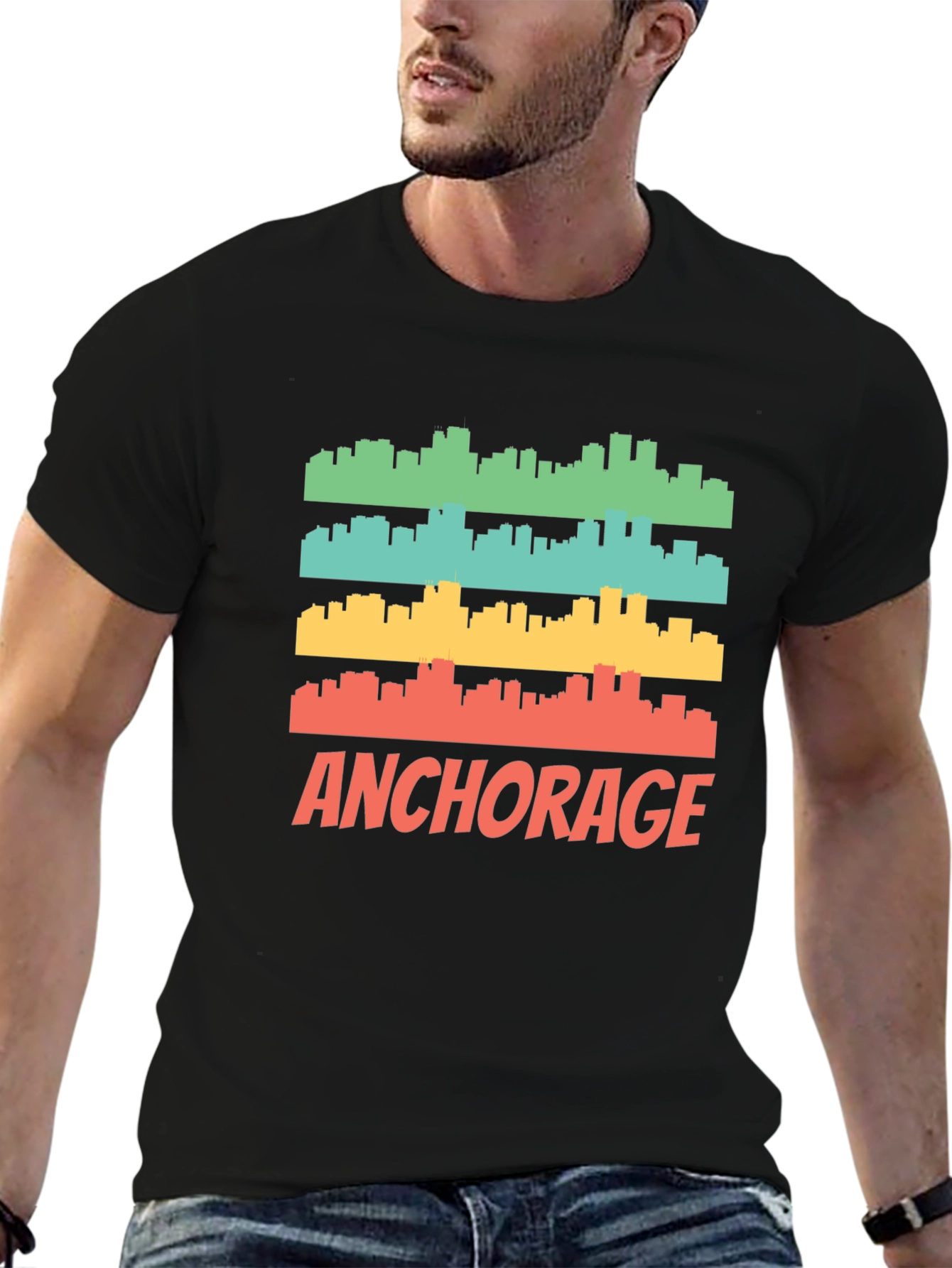 Anchorage Skyline Graphic Tee - Retro Style