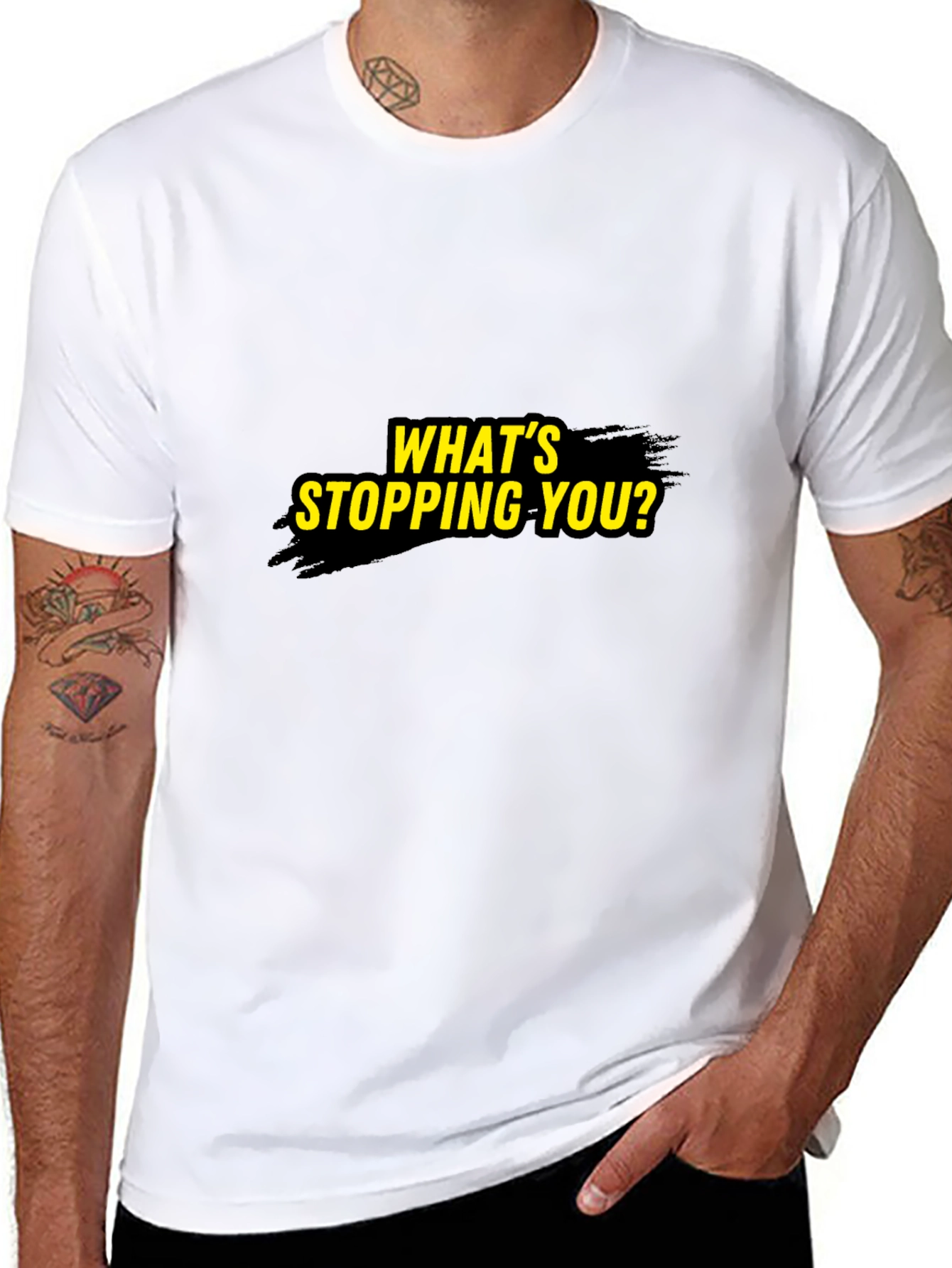 Motivational Whats Stopping You? Black T-Shirt