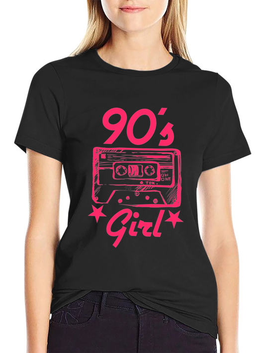90s Girl Cassette Tape Graphic Tee - Vintage Style
