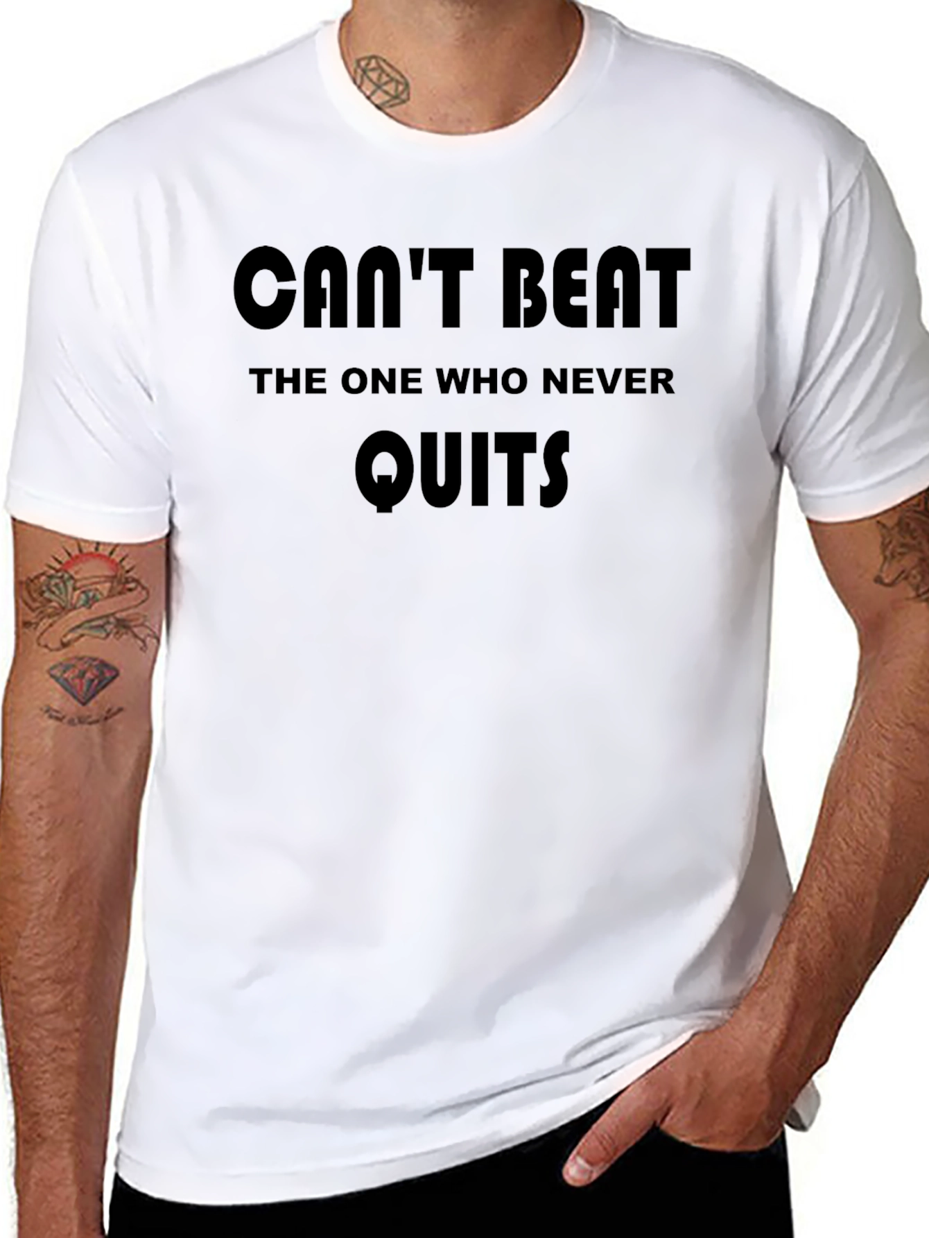 Motivational Black T-Shirt - Never Quit