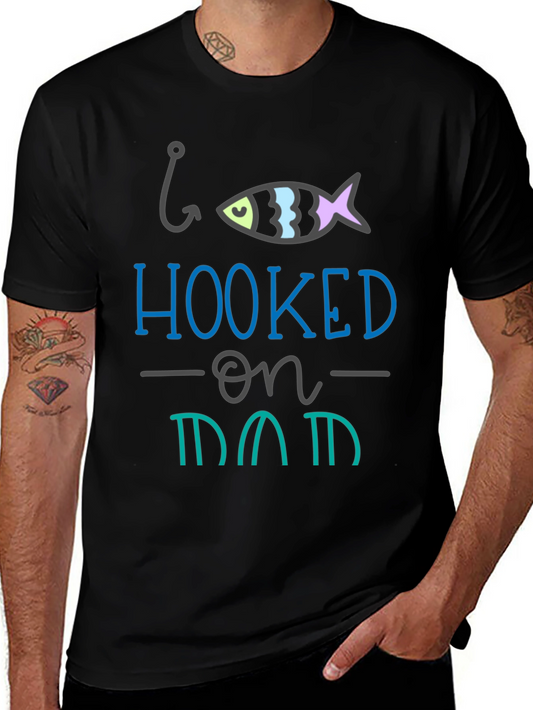 Hooked on Dad Funny Fishing T-Shirt