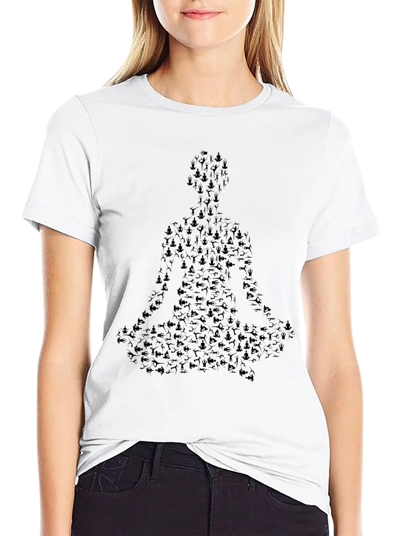 Yoga Pose Meditating T-Shirt - Unisex Black Tee