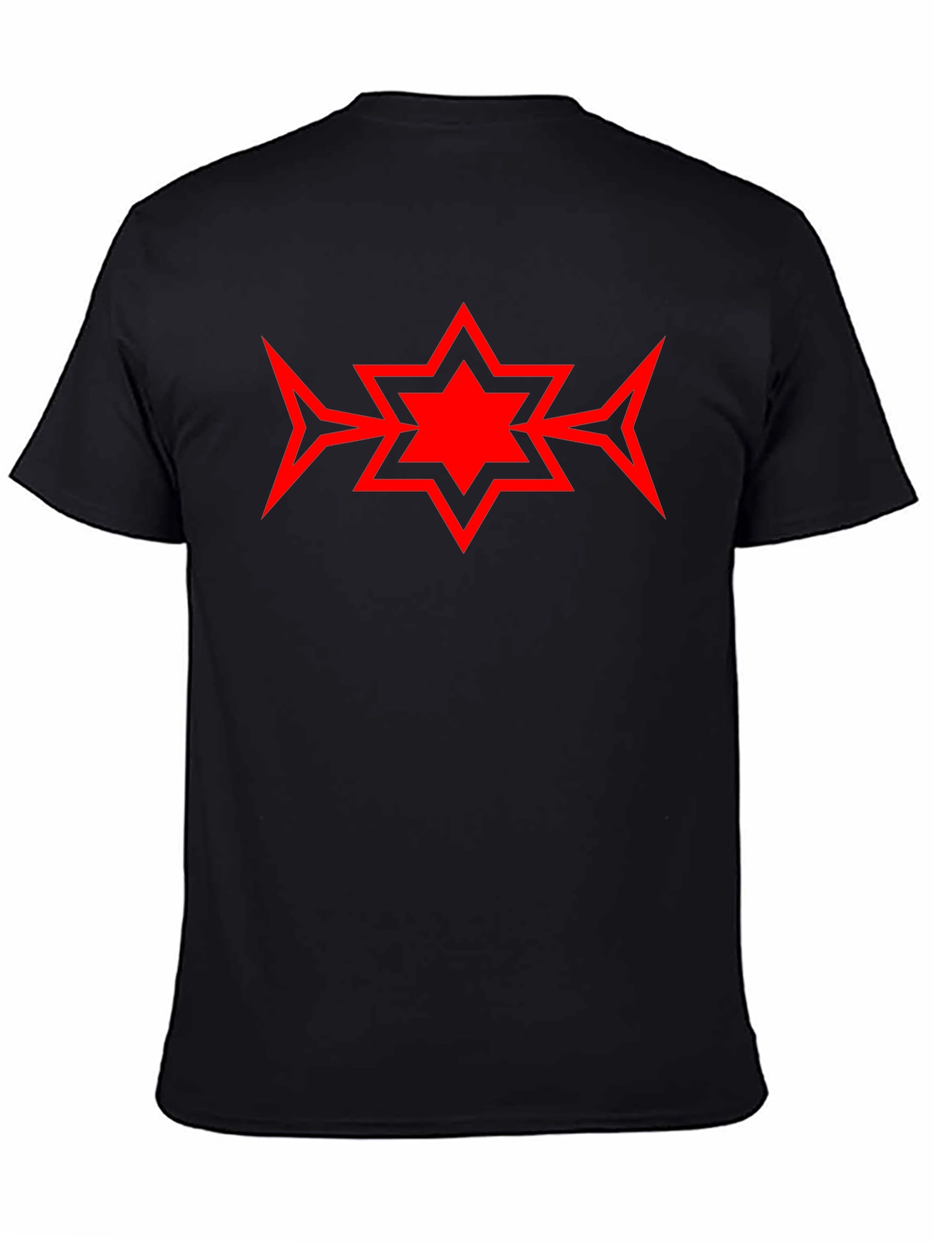 Bold Red Star Graphic Black T-Shirt