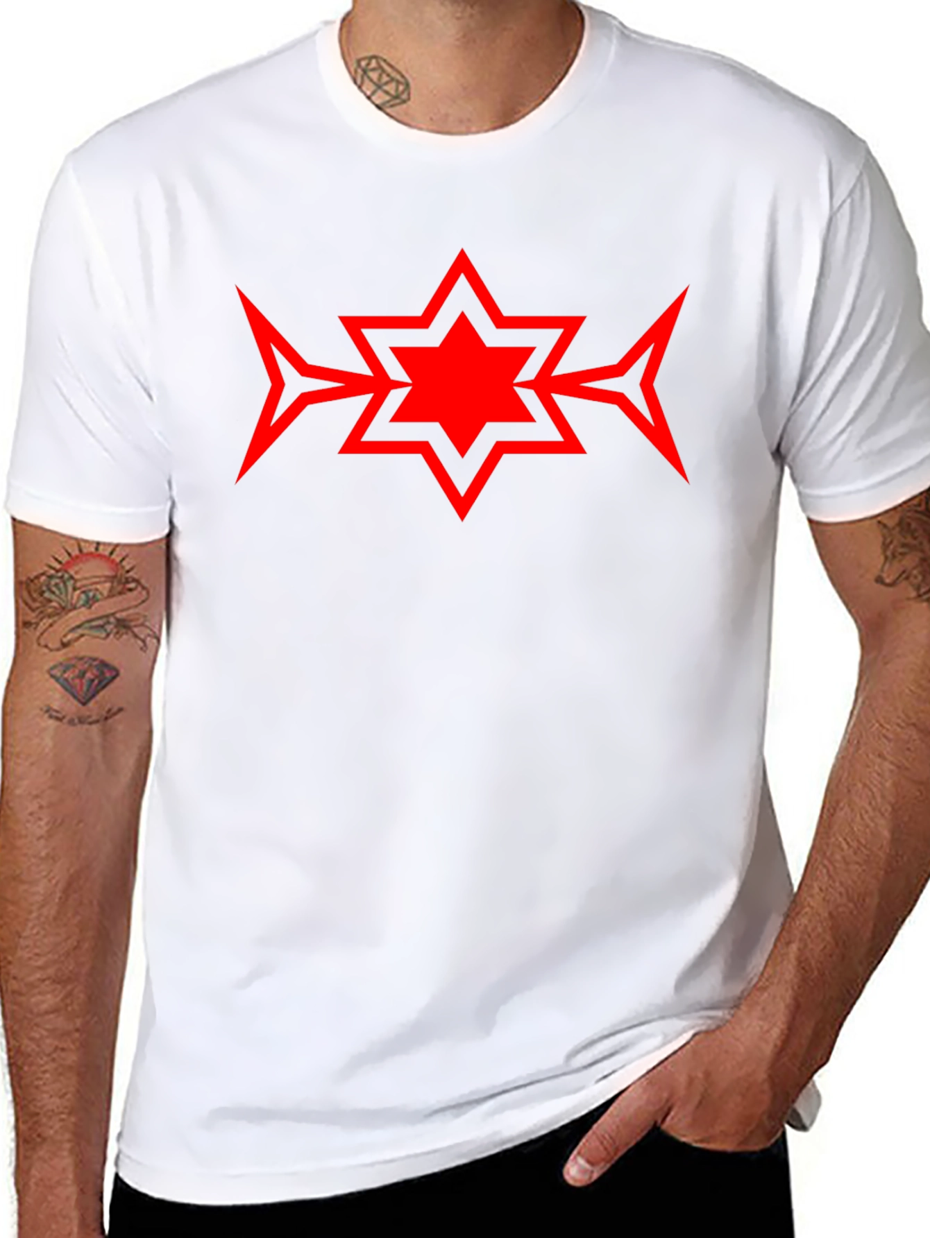 Bold Red Star Graphic Black T-Shirt