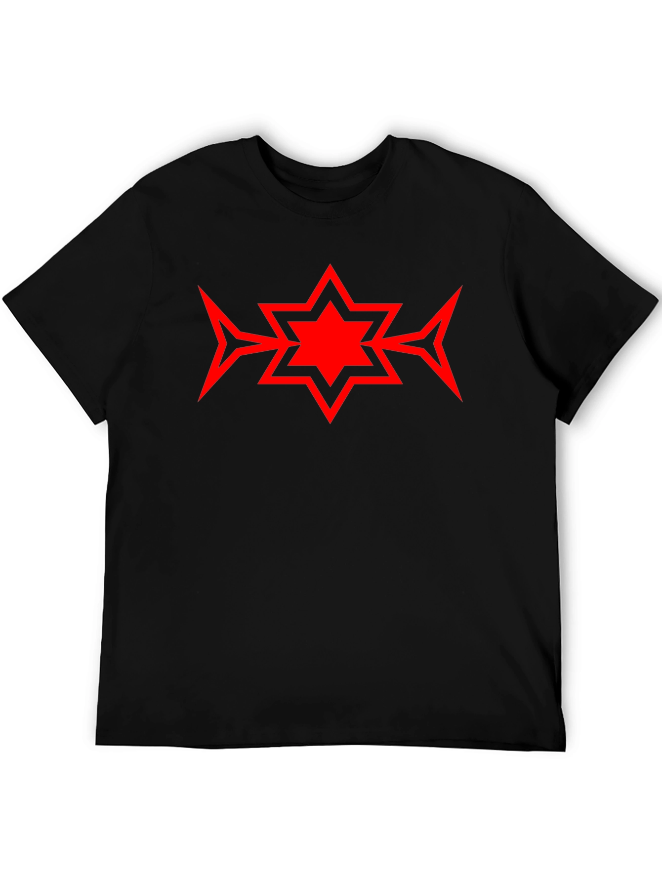Bold Red Star Graphic Black T-Shirt