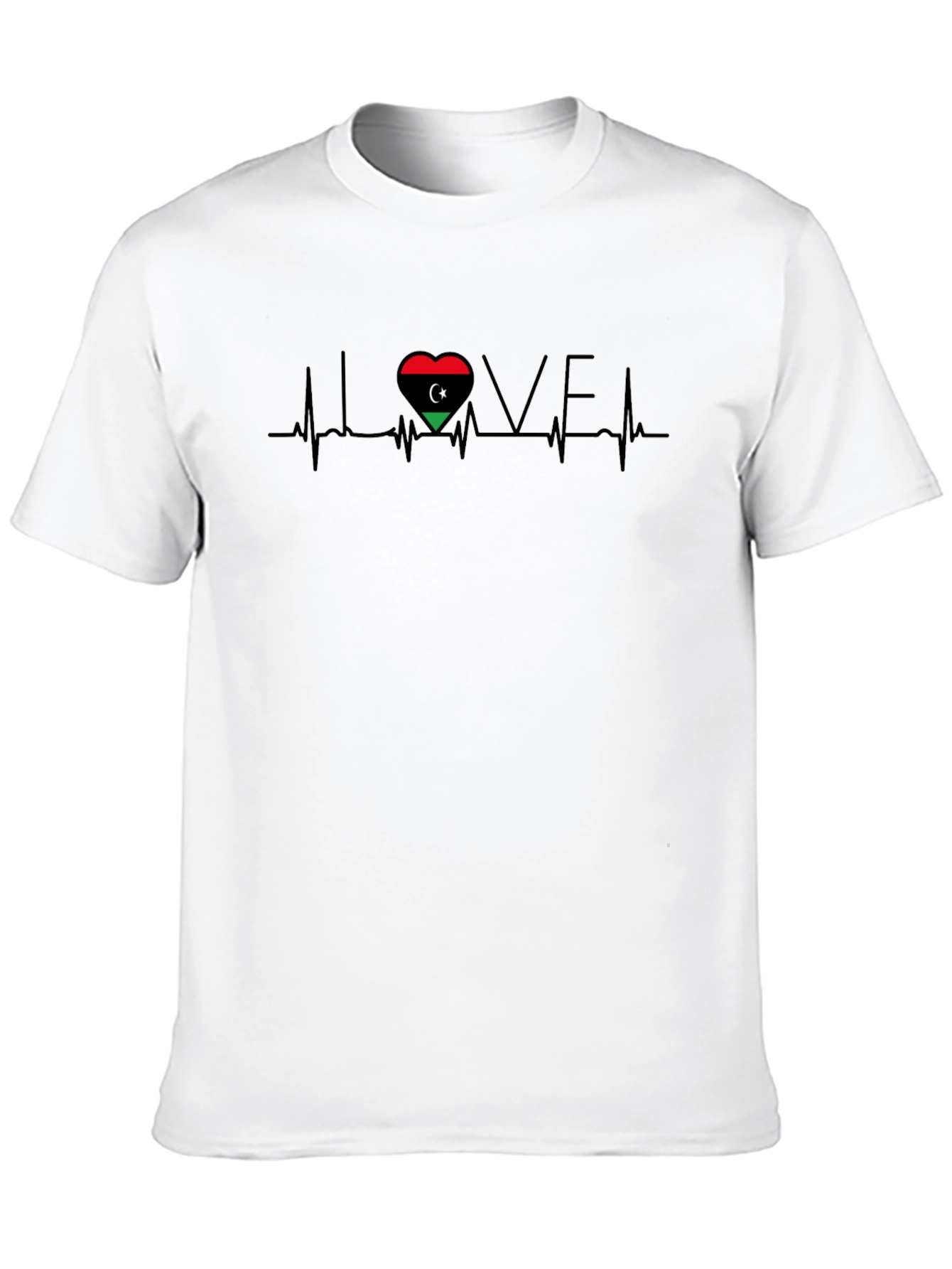 Love Libya T-Shirt - Heart Flag Design