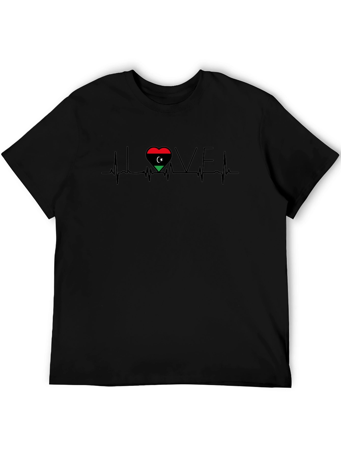Love Libya T-Shirt - Heart Flag Design