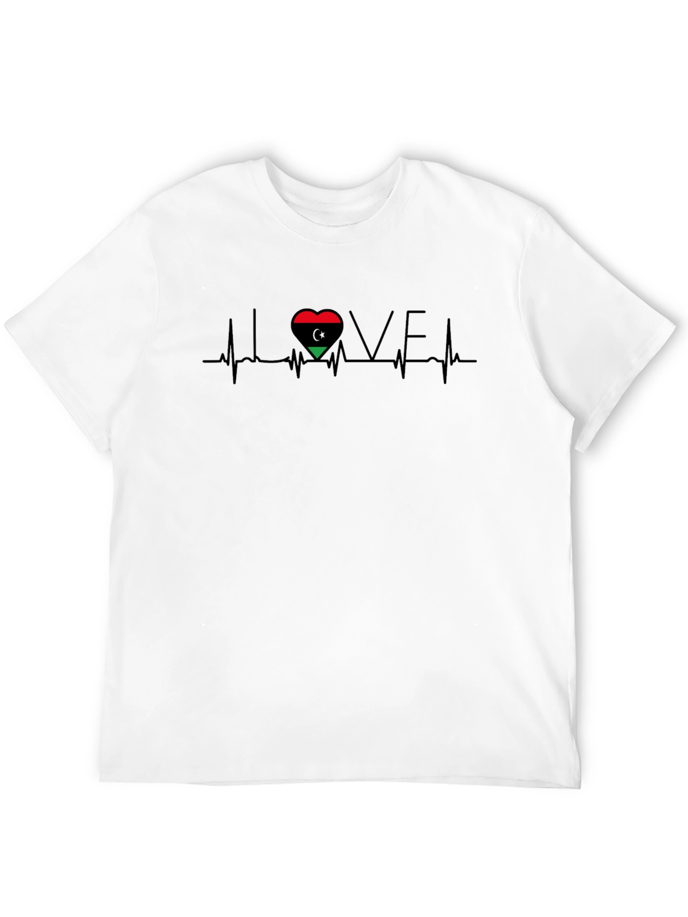 Love Libya T-Shirt - Heart Flag Design