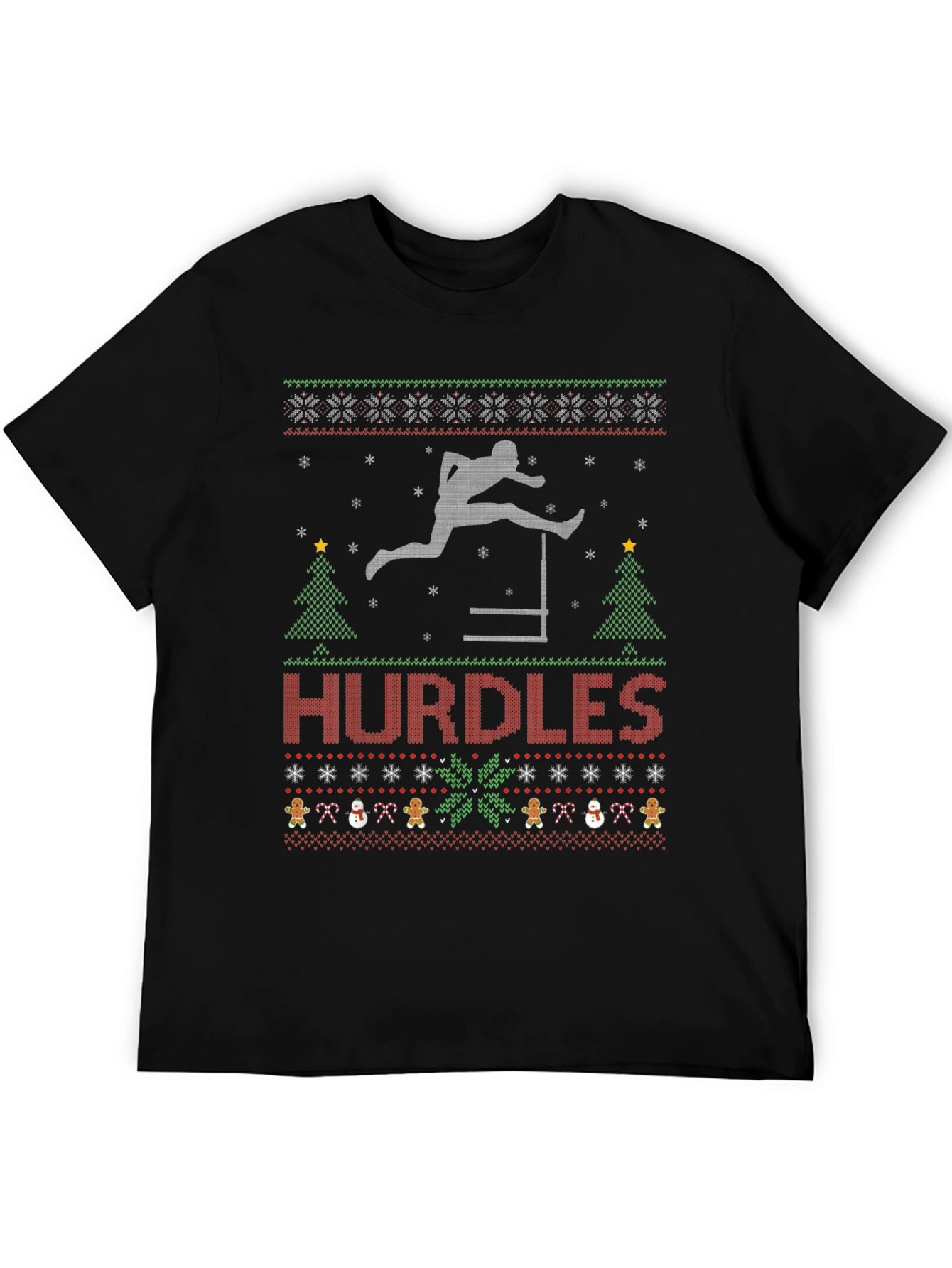 Hurdles Ugly Christmas Sweater T-Shirt - Track & Field