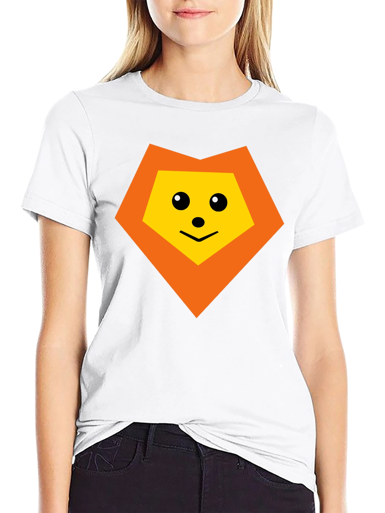 Geometric Lion Graphic Tee - Black Cotton Blend