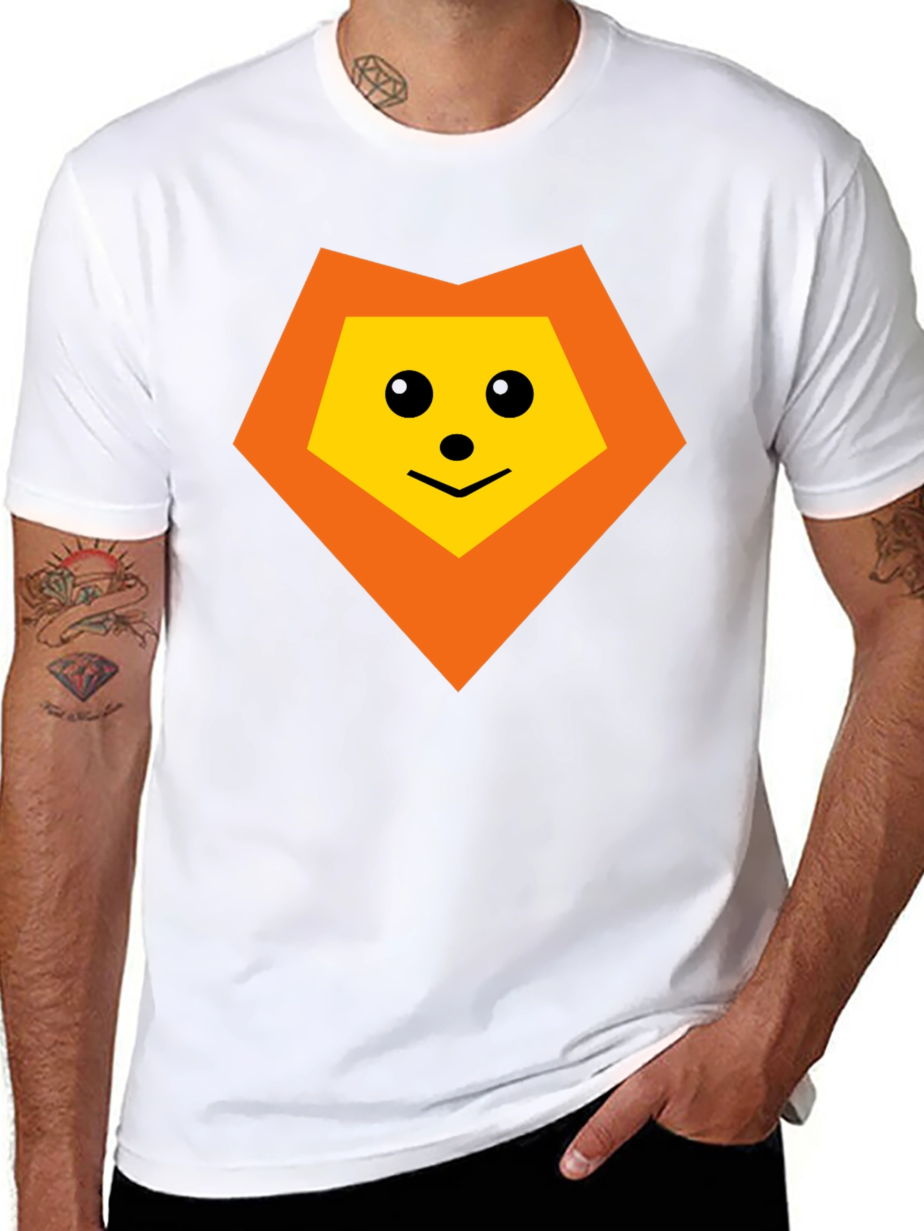 Geometric Lion Graphic Tee - Black Cotton Blend
