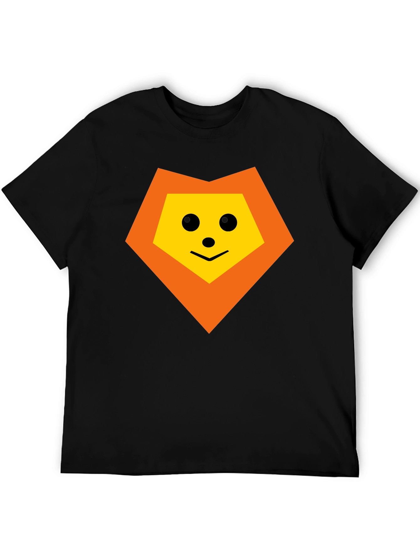 Geometric Lion Graphic Tee - Black Cotton Blend