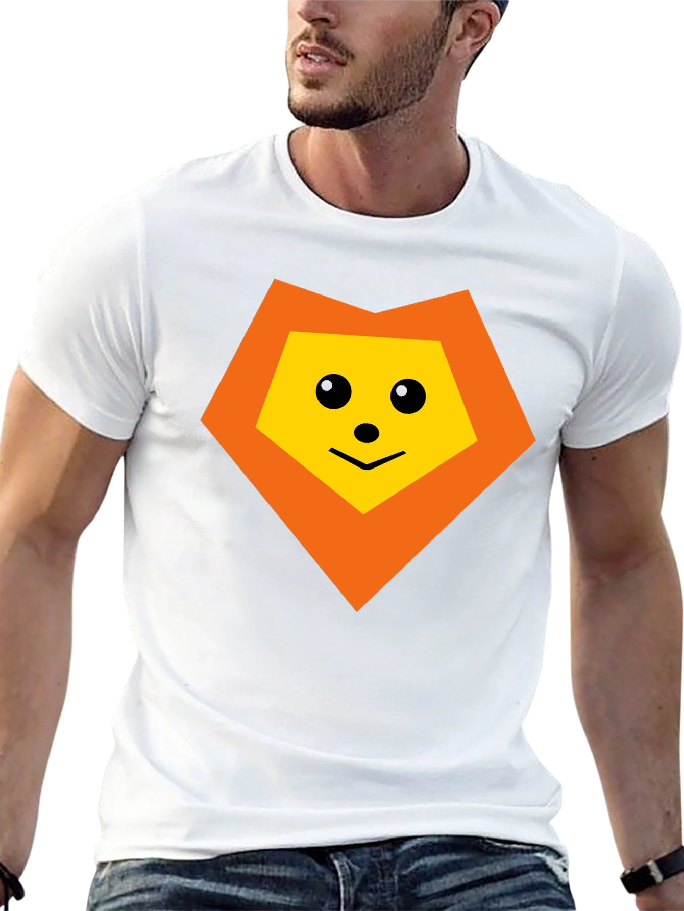 Geometric Lion Graphic Tee - Black Cotton Blend