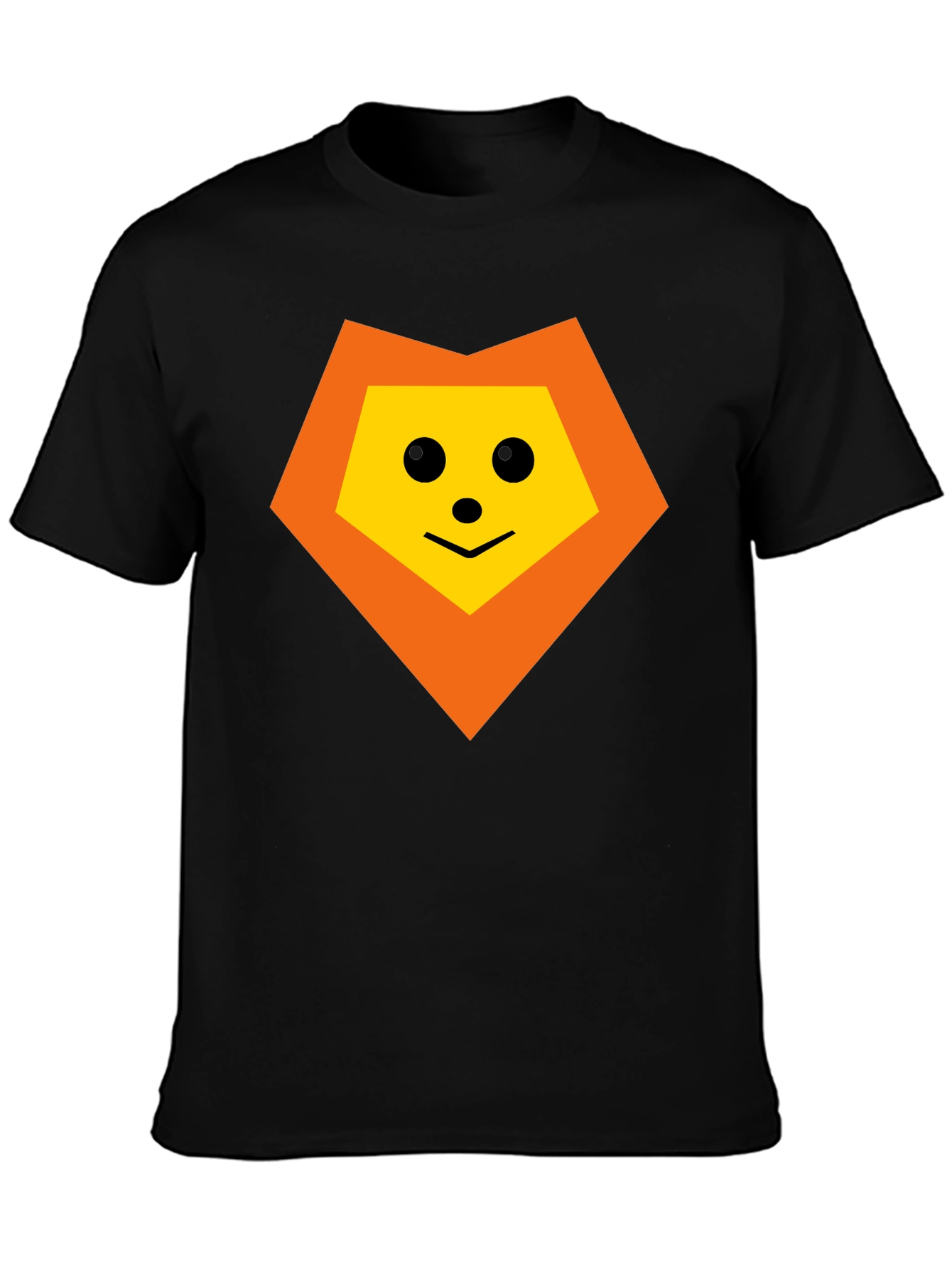 Geometric Lion Graphic Tee - Black Cotton Blend