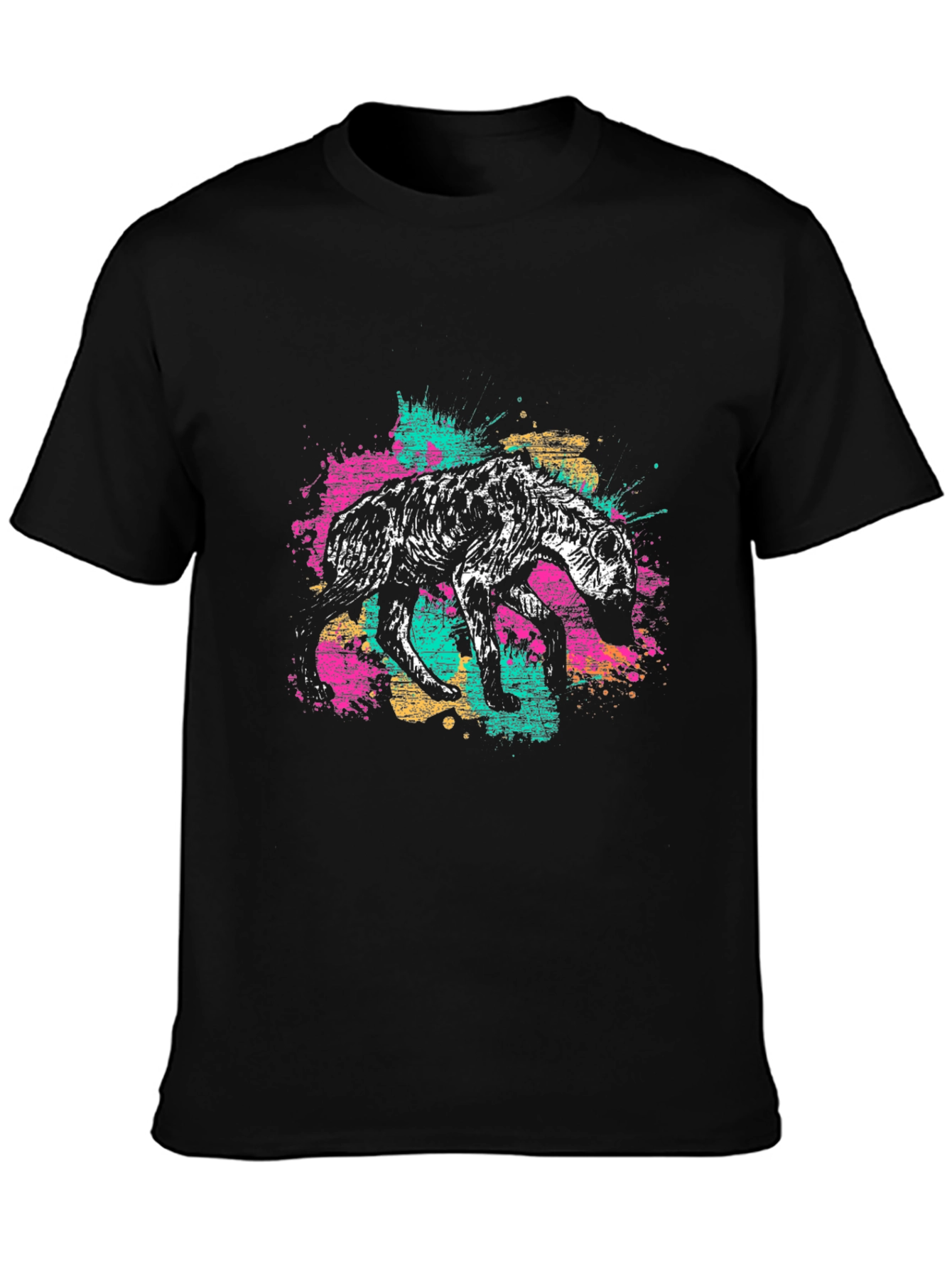 Hyena Graphic Print Mens Black T-Shirt