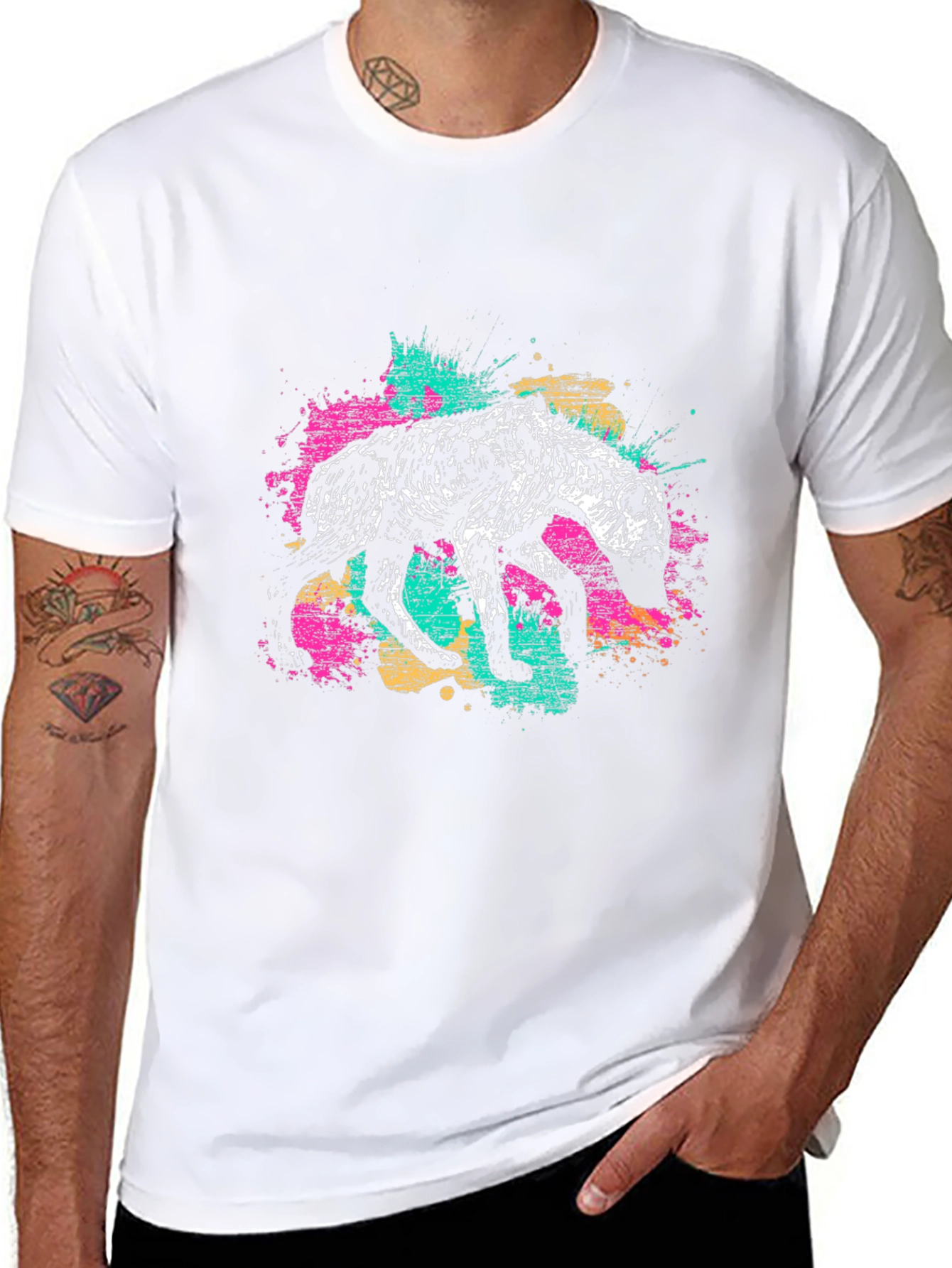 Hyena Graphic Print Mens Black T-Shirt