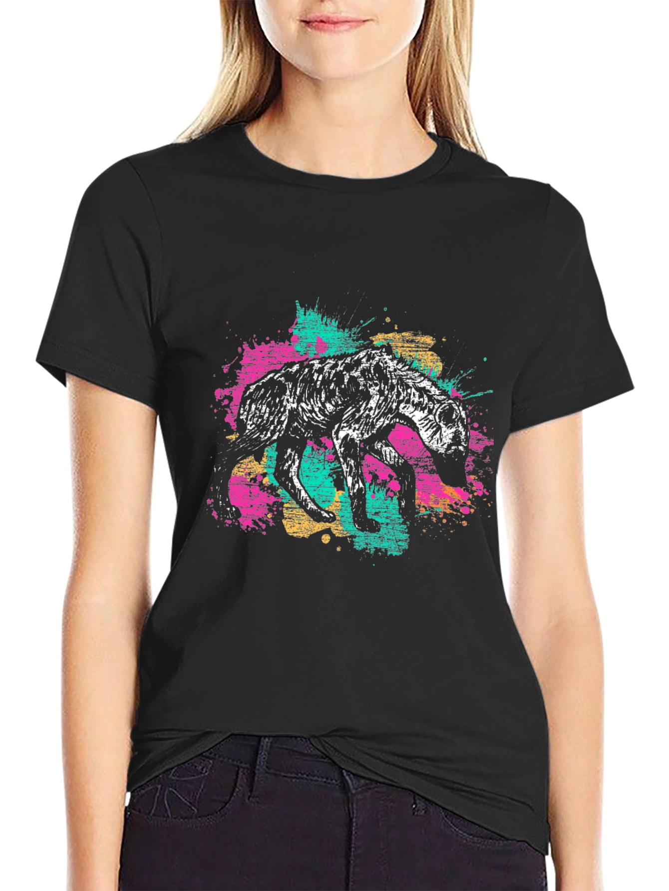 Hyena Graphic Print Mens Black T-Shirt