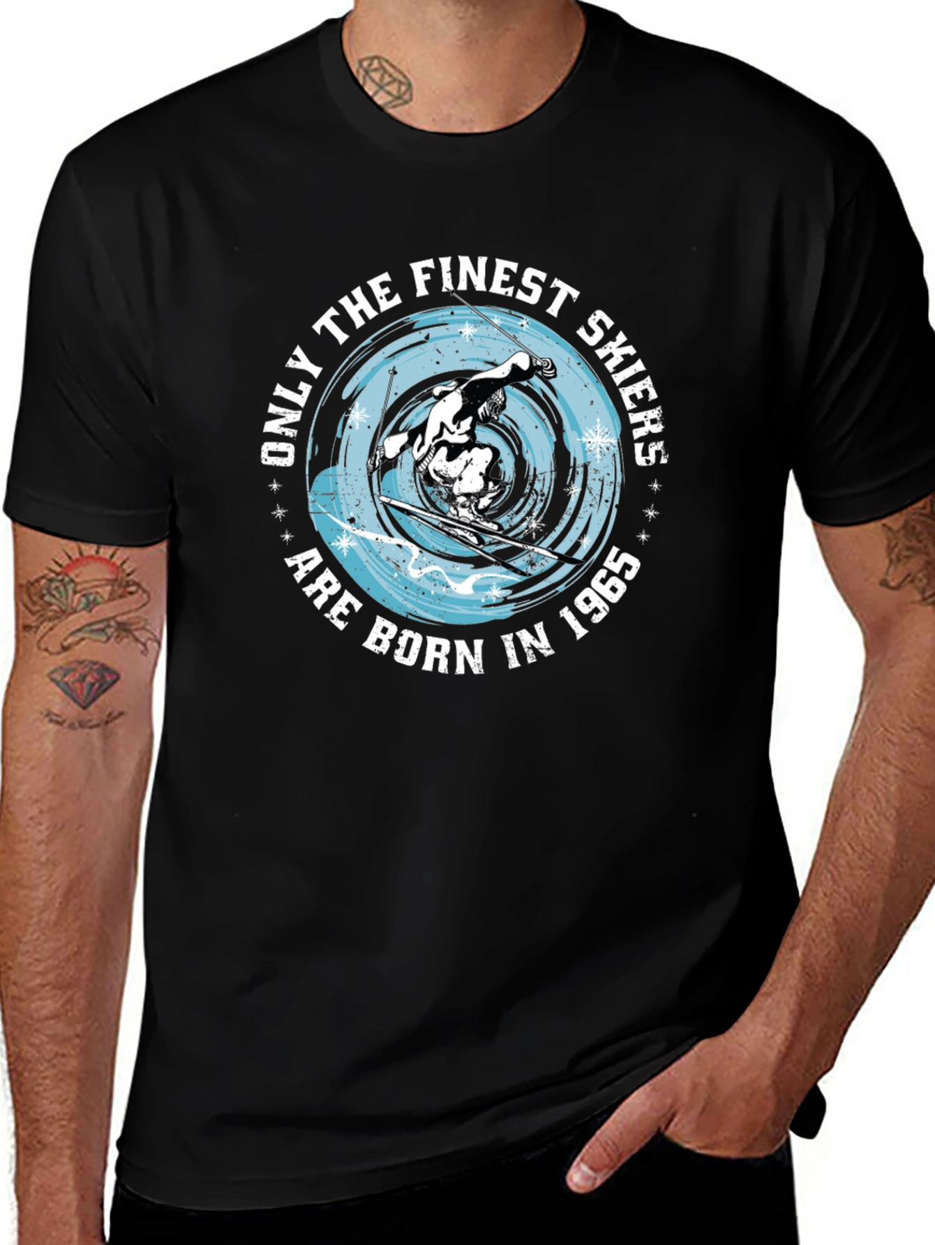 Finest Skiers Born in 1965 Black T-Shirt