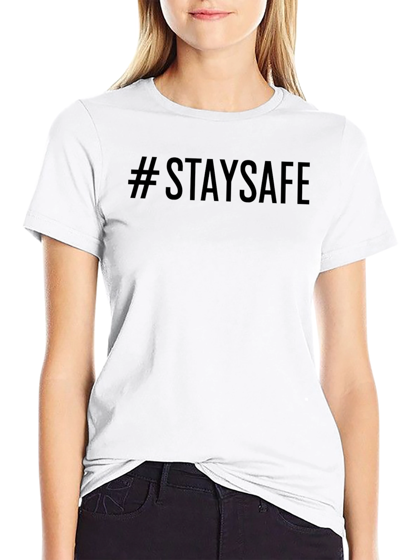 #StaySafe Black Graphic Tee - Mens Casual T-Shirt