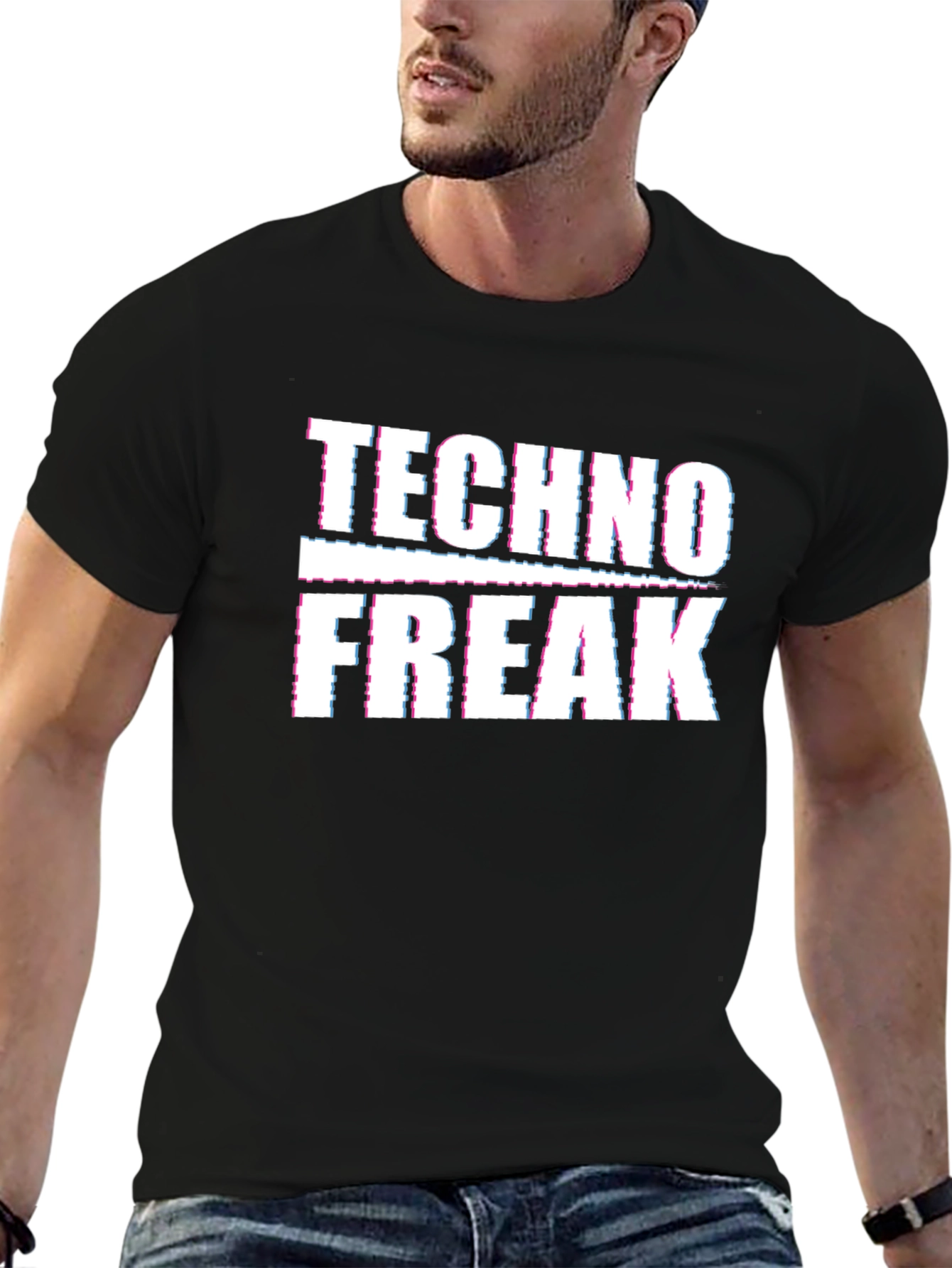 Techno Freak Graphic Tee - Black Cotton T-Shirt