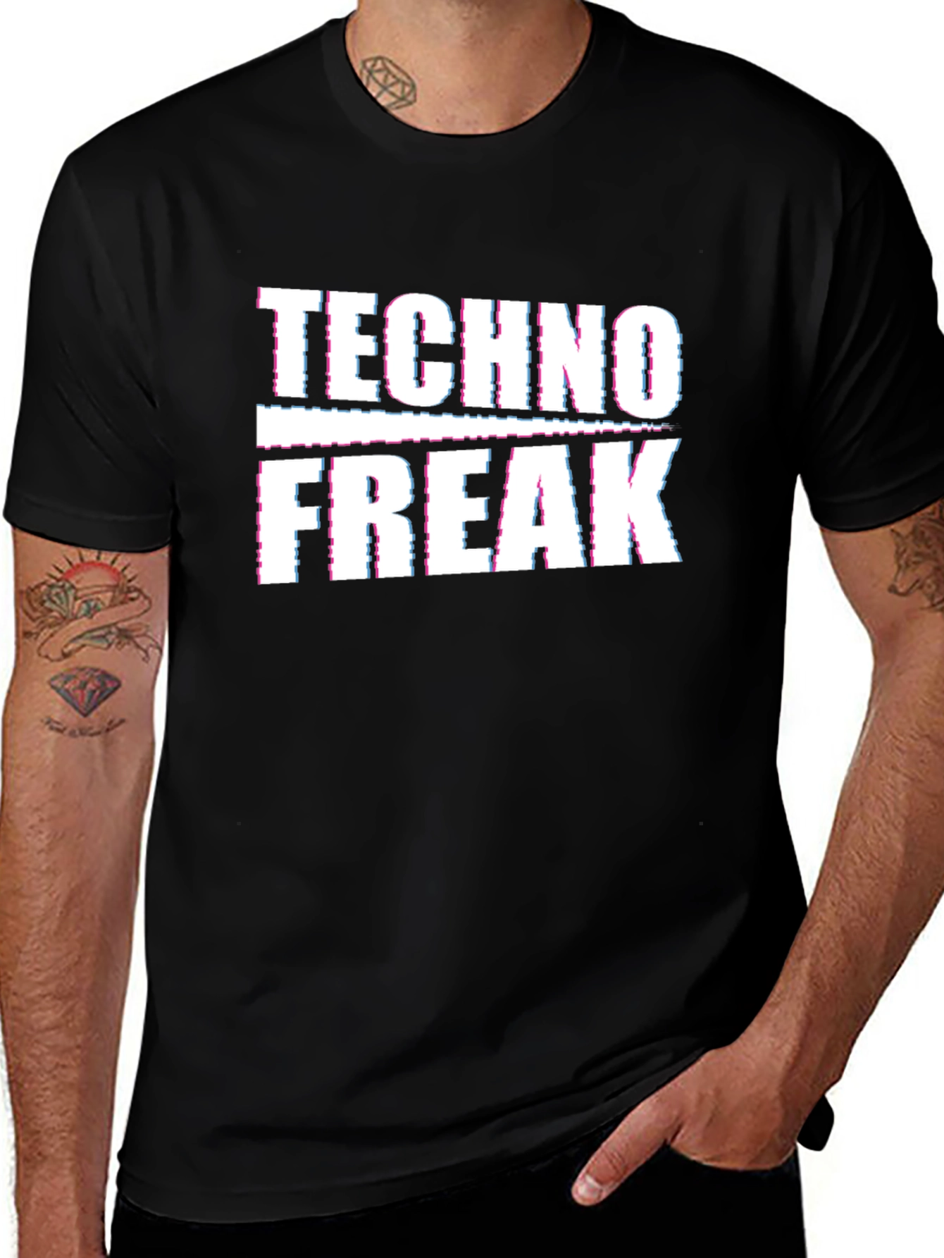 Techno Freak Graphic Tee - Black Cotton T-Shirt