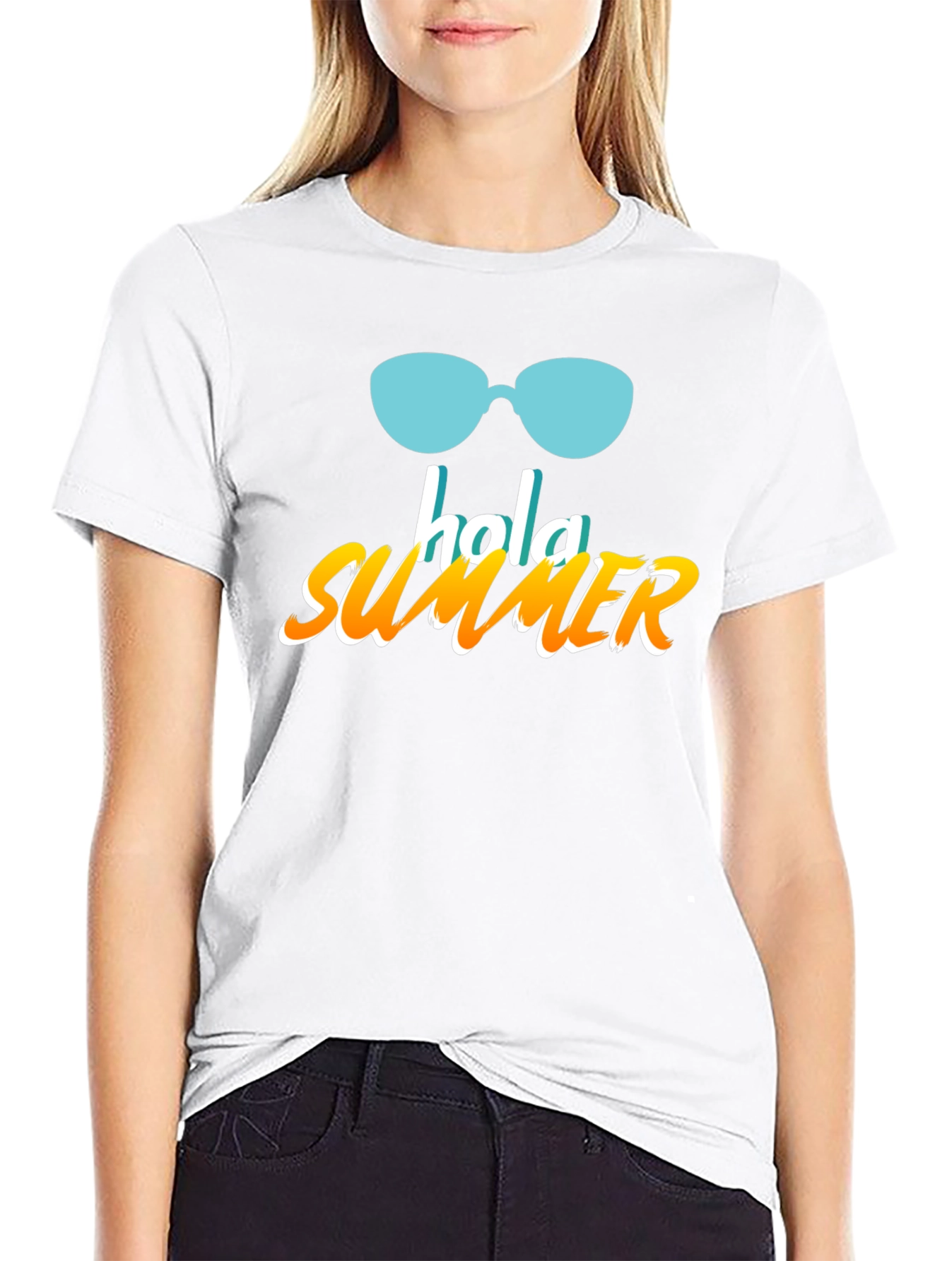 Hola Summer Graphic T-Shirt - Black Casual Tee