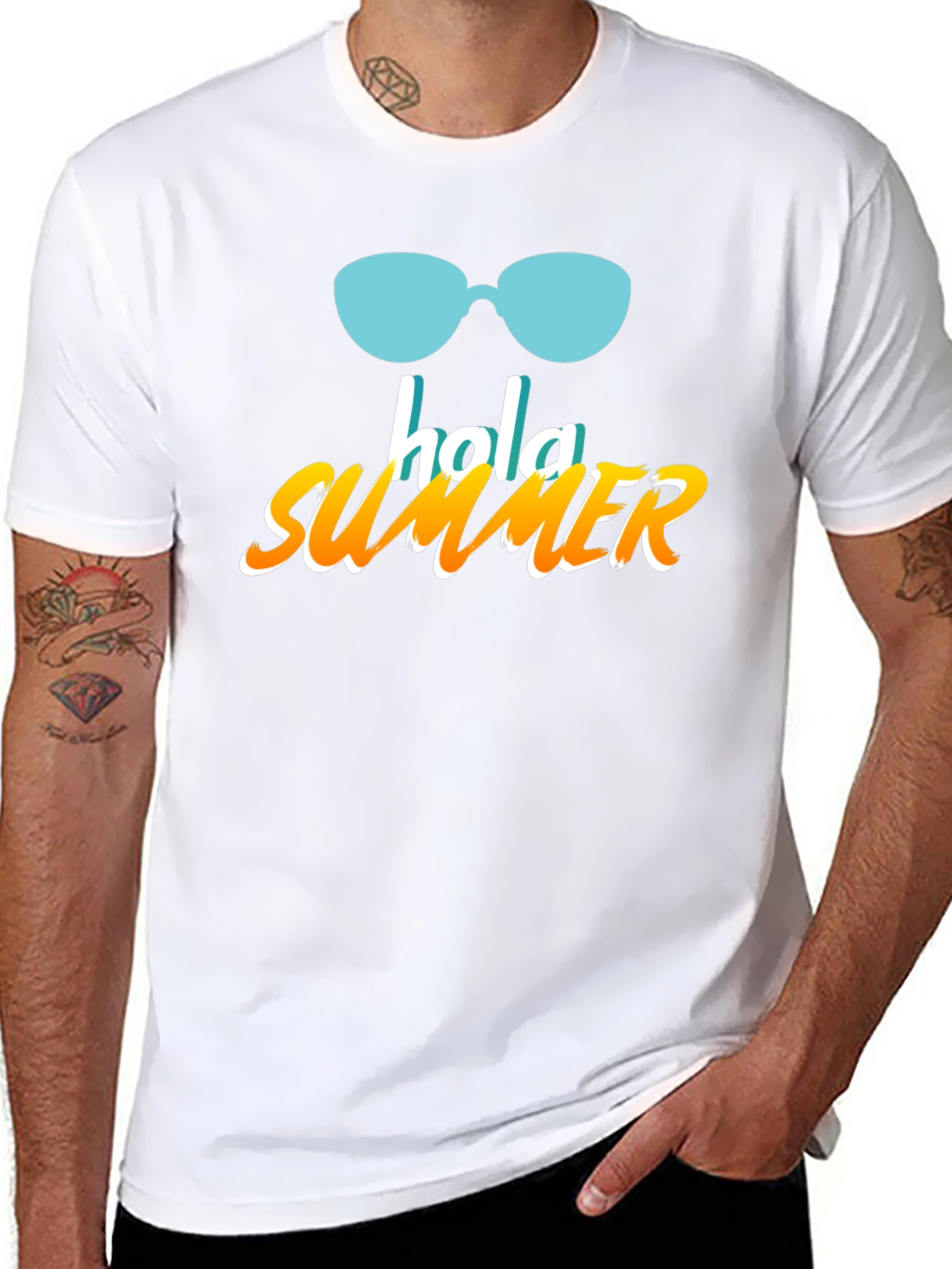 Hola Summer Graphic T-Shirt - Black Casual Tee