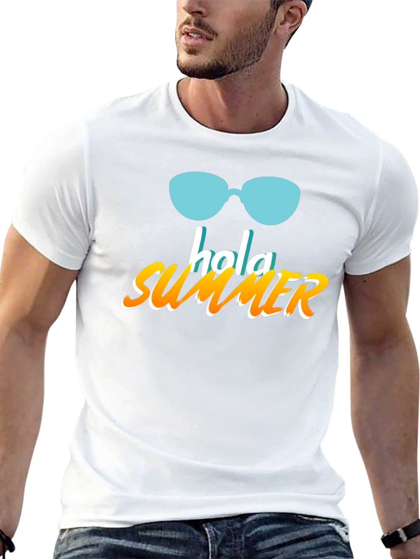 Hola Summer Graphic T-Shirt - Black Casual Tee