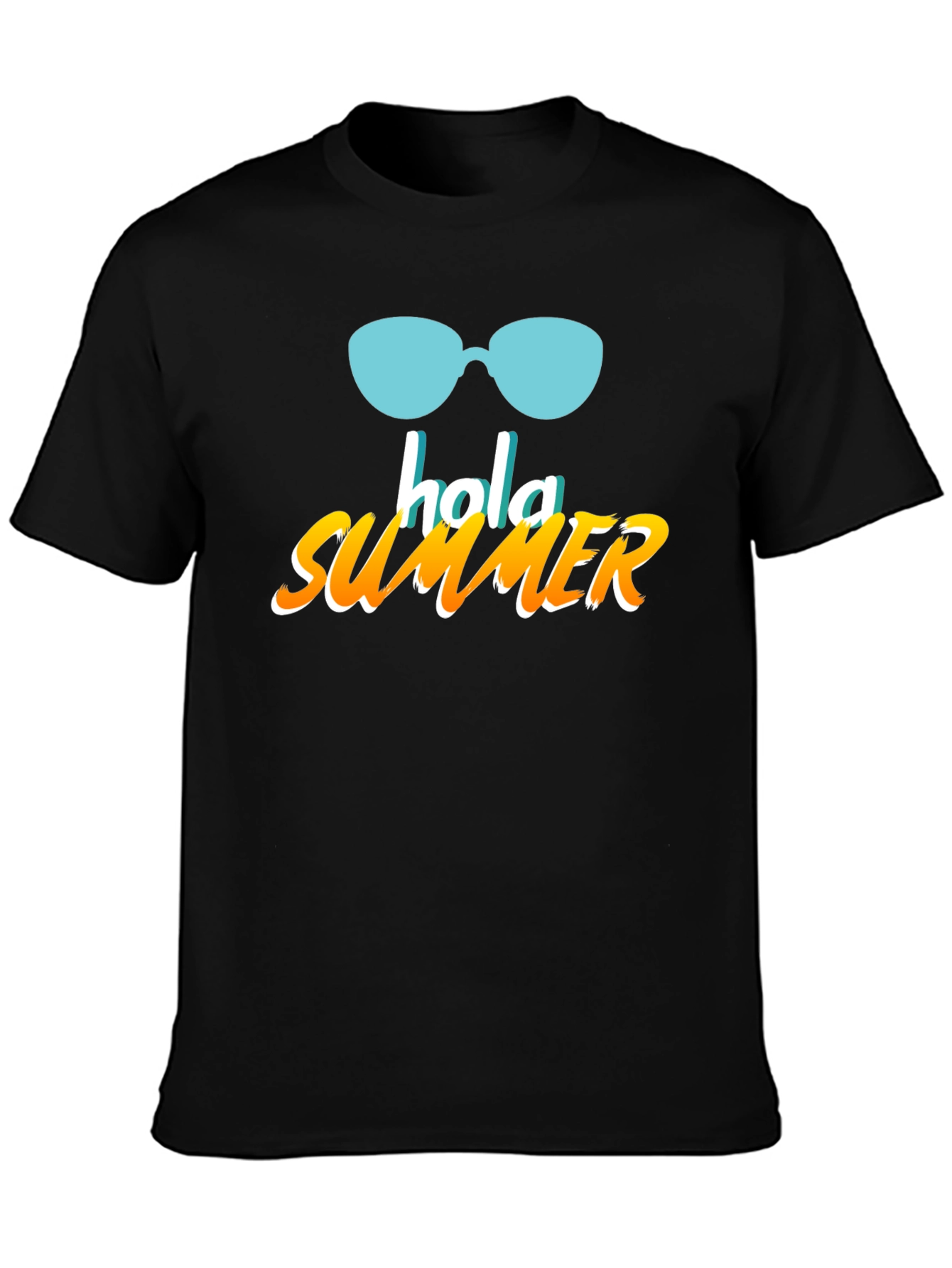 Hola Summer Graphic T-Shirt - Black Casual Tee