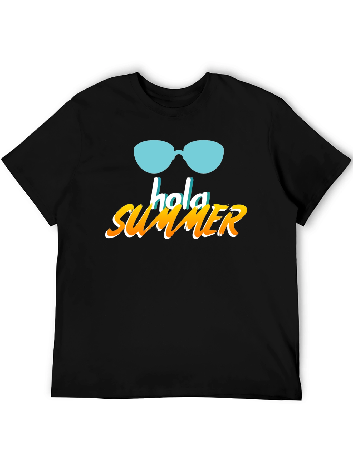Hola Summer Graphic T-Shirt - Black Casual Tee