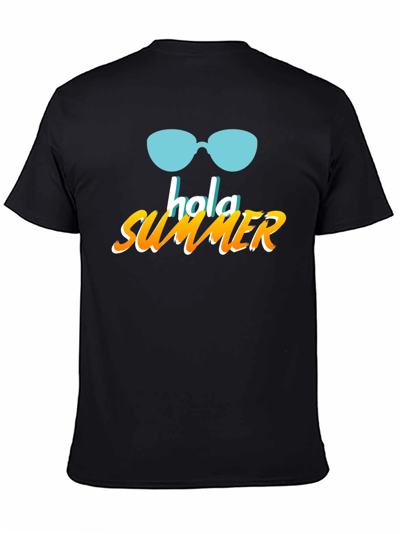 Hola Summer Graphic T-Shirt - Black Casual Tee