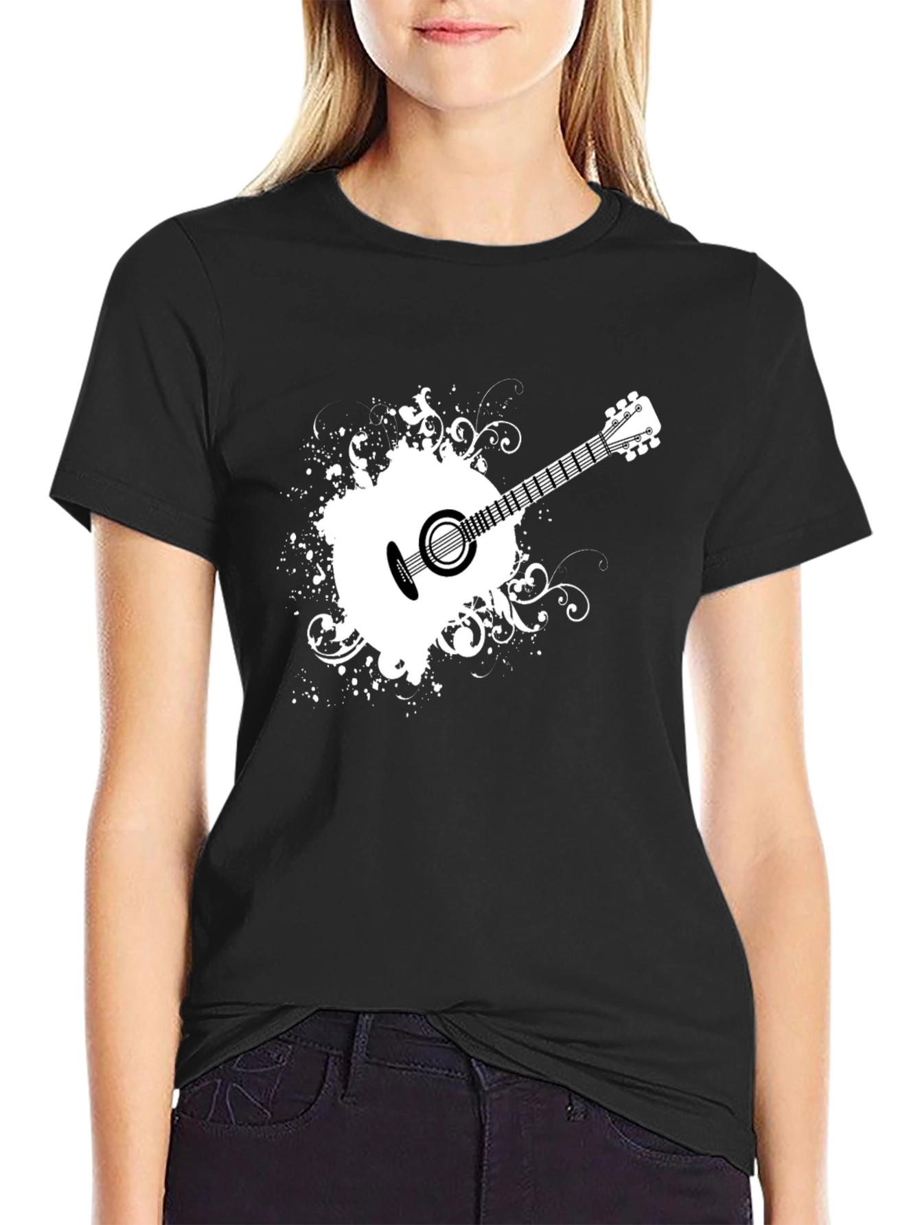Guitar Graphic Black T-Shirt - Stylish Music Tee
