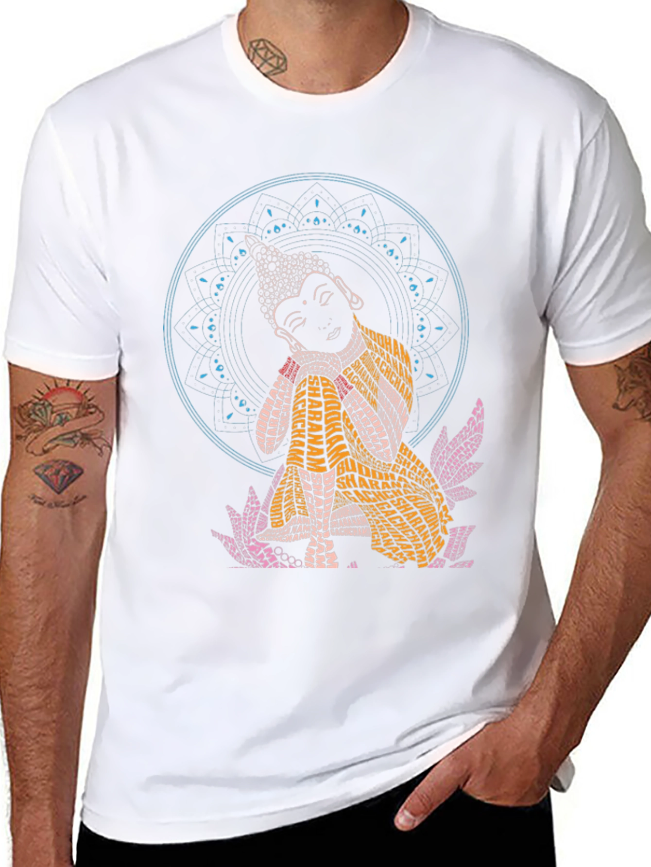Buddha Word Art Graphic Black T-Shirt