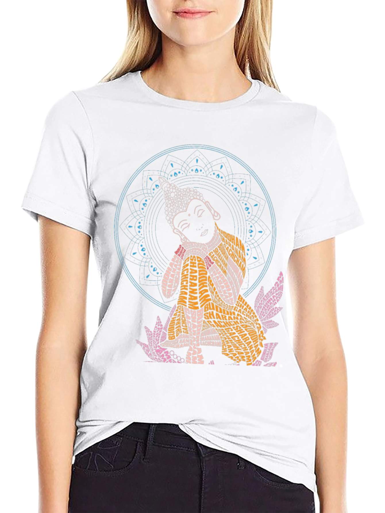 Buddha Word Art Graphic Black T-Shirt