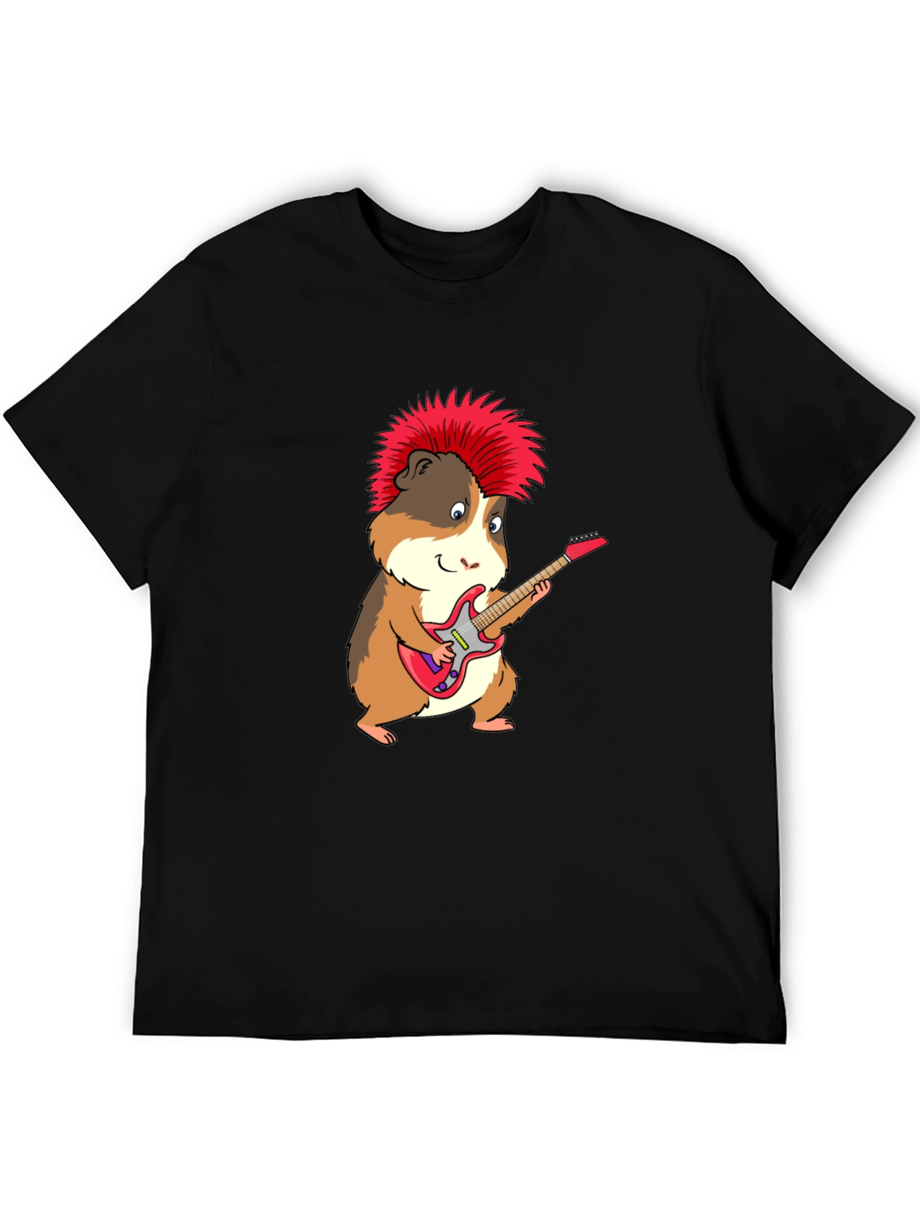 Punk Rock Guinea Pig Guitarist Graphic T-Shirt